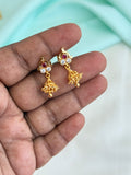 PH509 Panchaloham small butta 3 stones back screw earrings