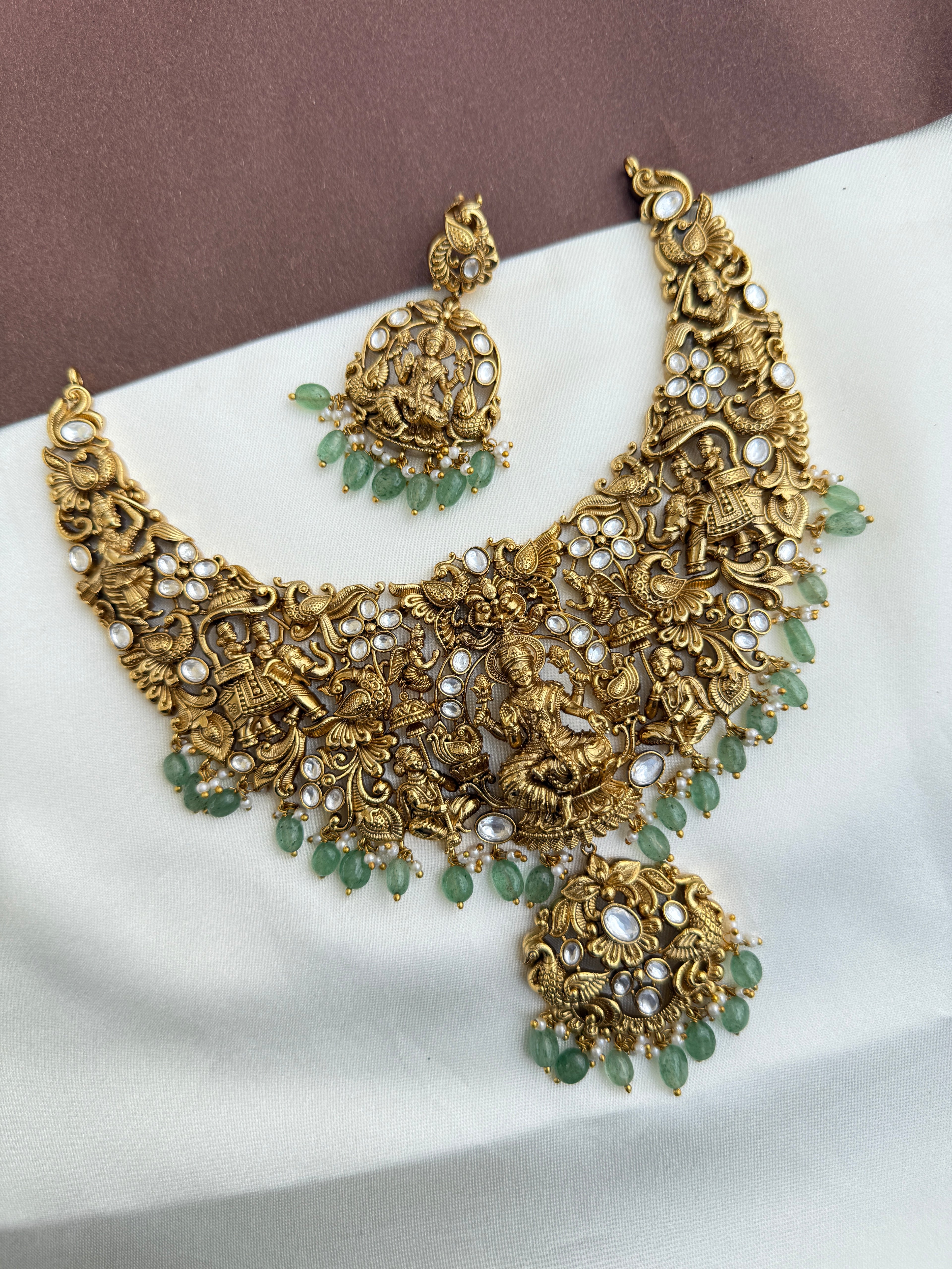 Ns362 nakshi moissanite beautiful heavy neckset
