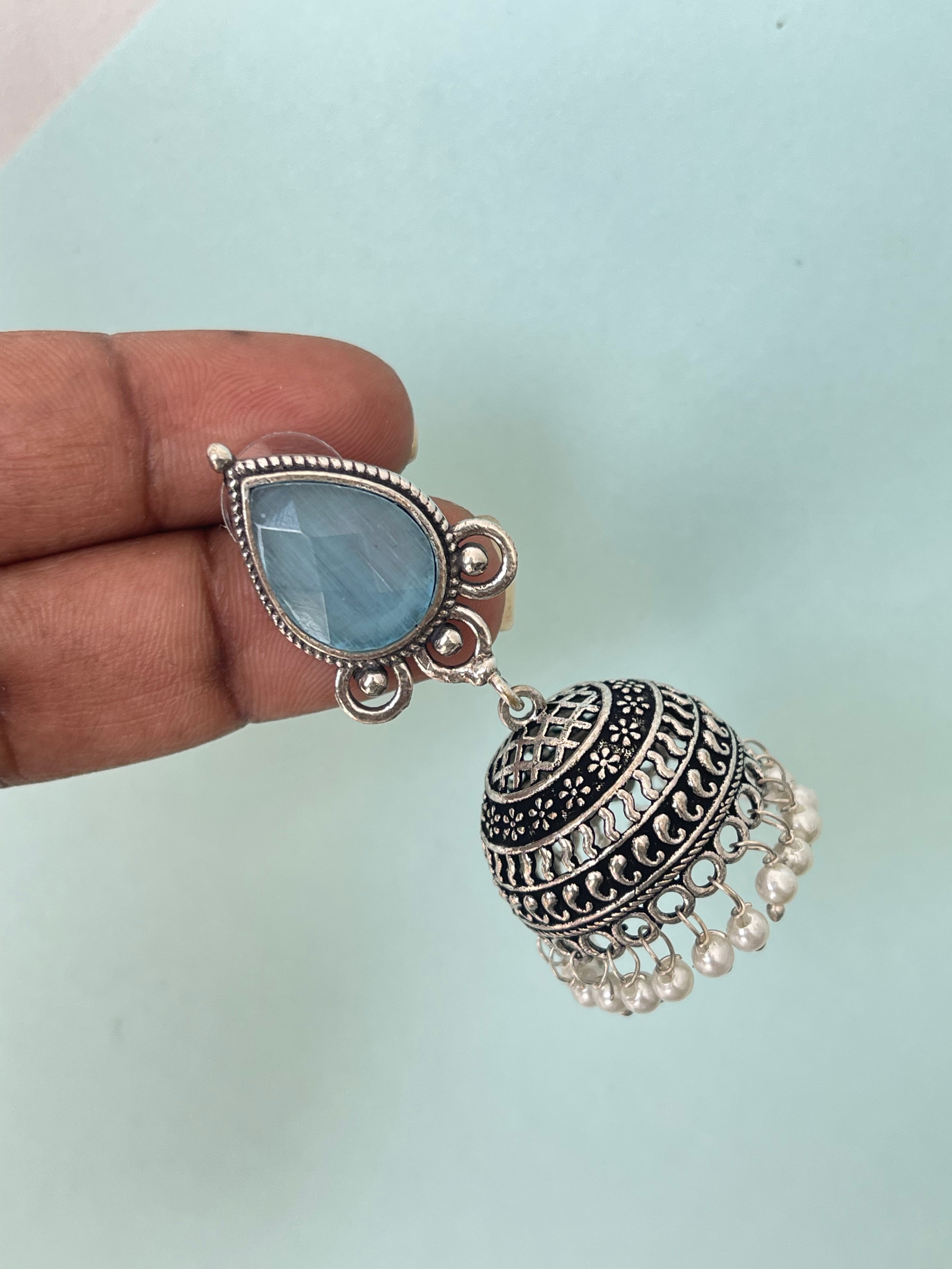 Oxo Oxidised jhumkas