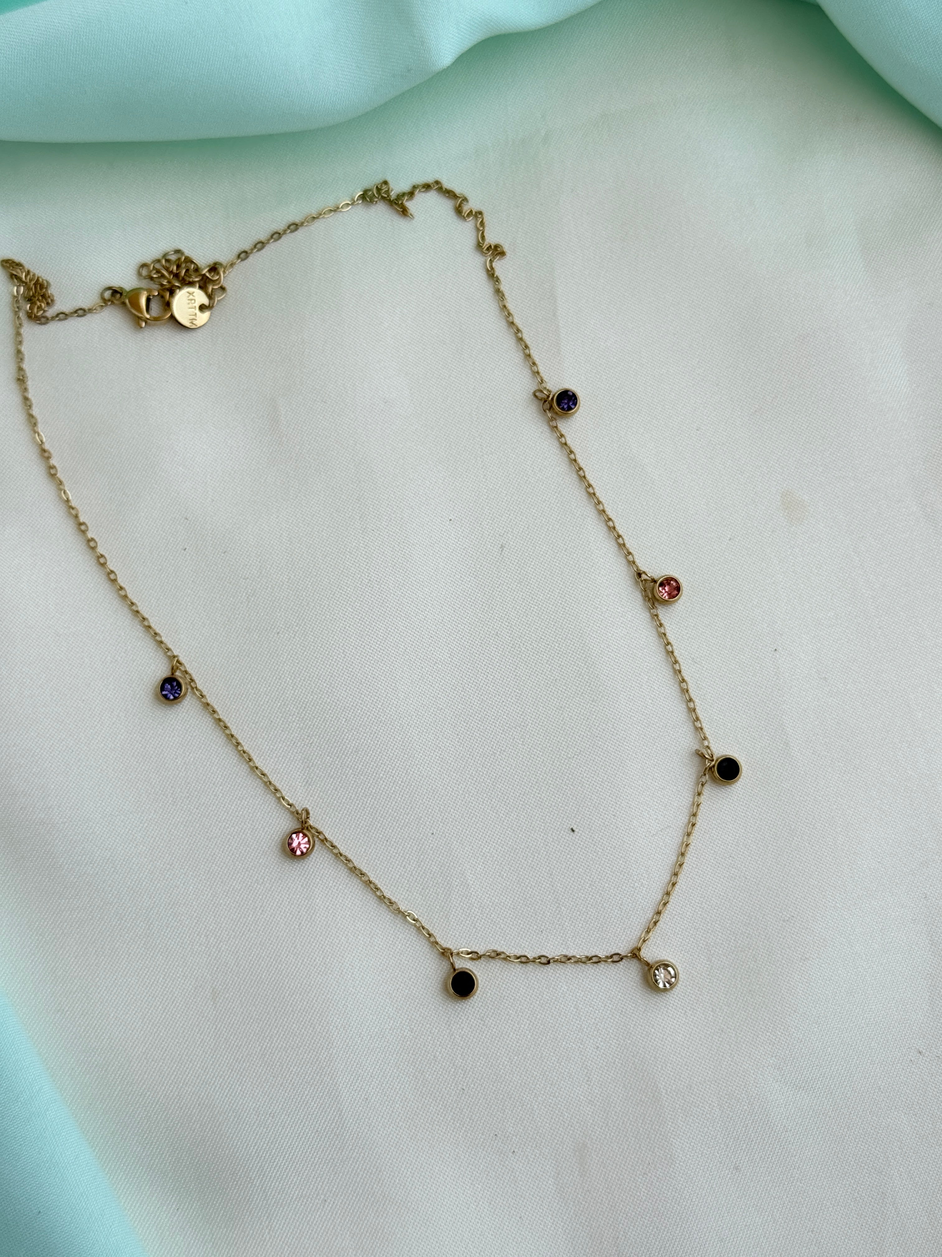 Dc099 anti tarnish multi stones 18inches adjustable daliy wear chain
