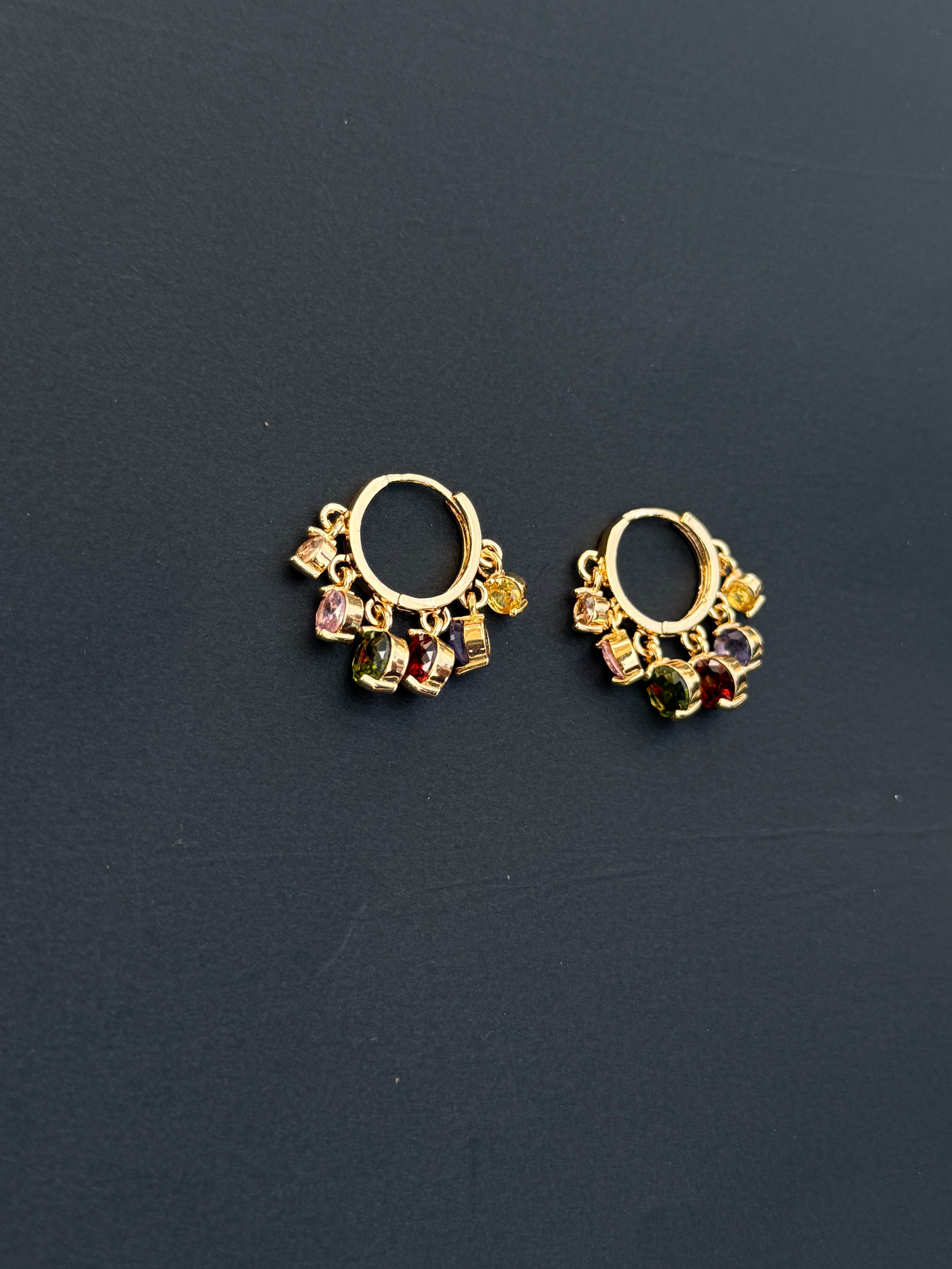 Er001 6stones hoops earrings