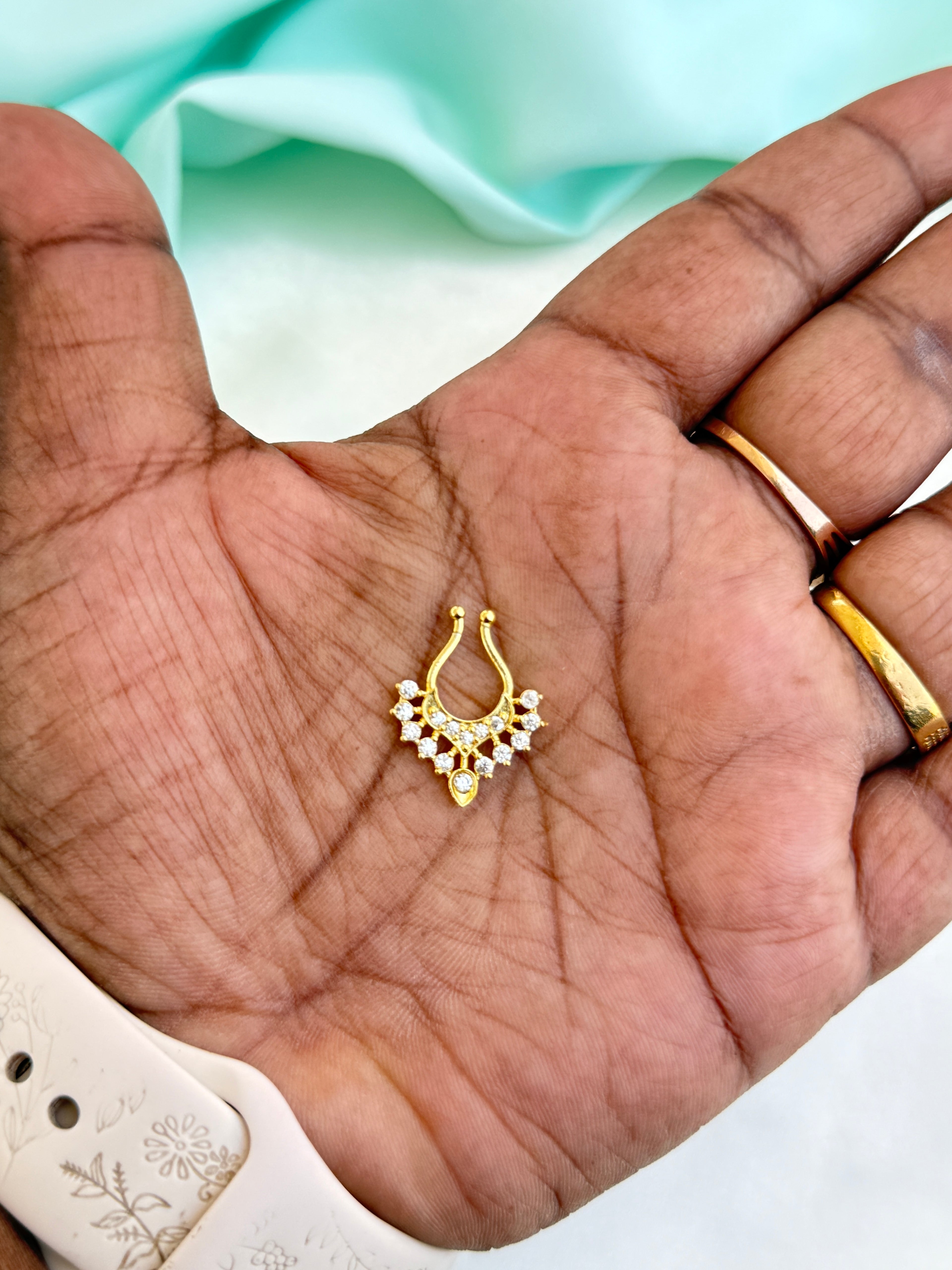 Np512 white stones septum nosepin
