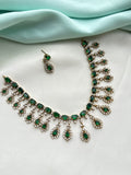 Ns865 emerald short neckset with earrings