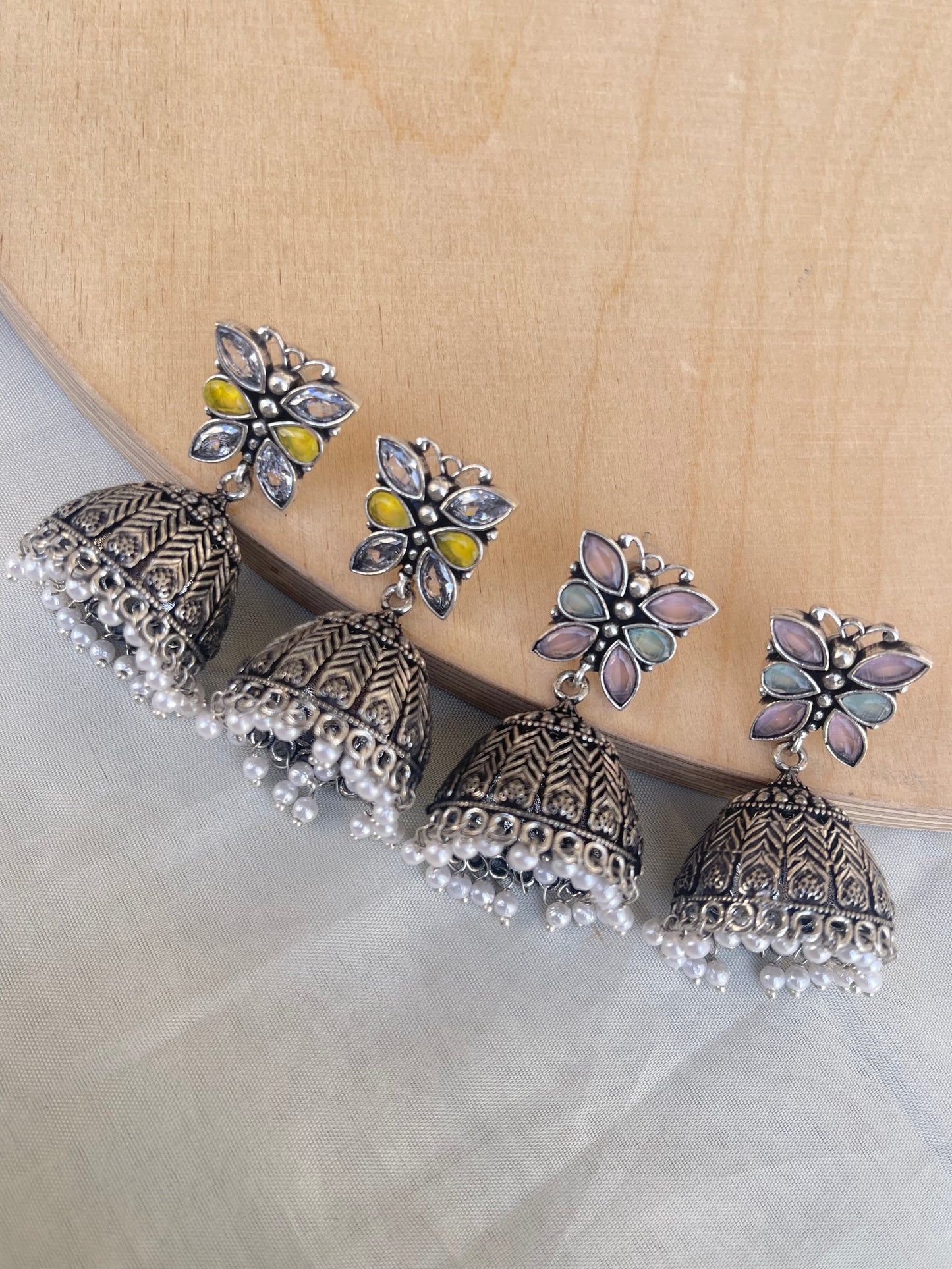 Butterfly oxidised butta earrings