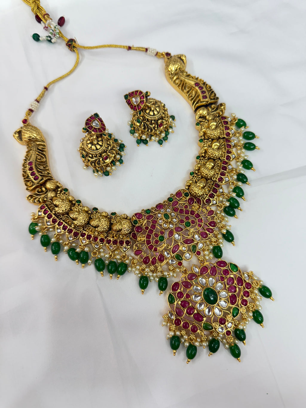 Heavy nakshi Kemp neckset with earrings Ns001