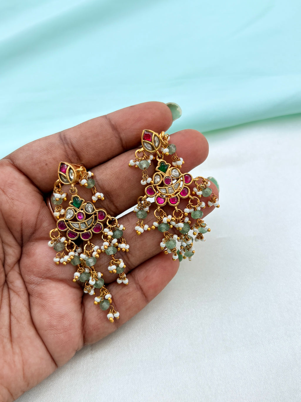 Jadau Kundan Chandbali earrings Er947
