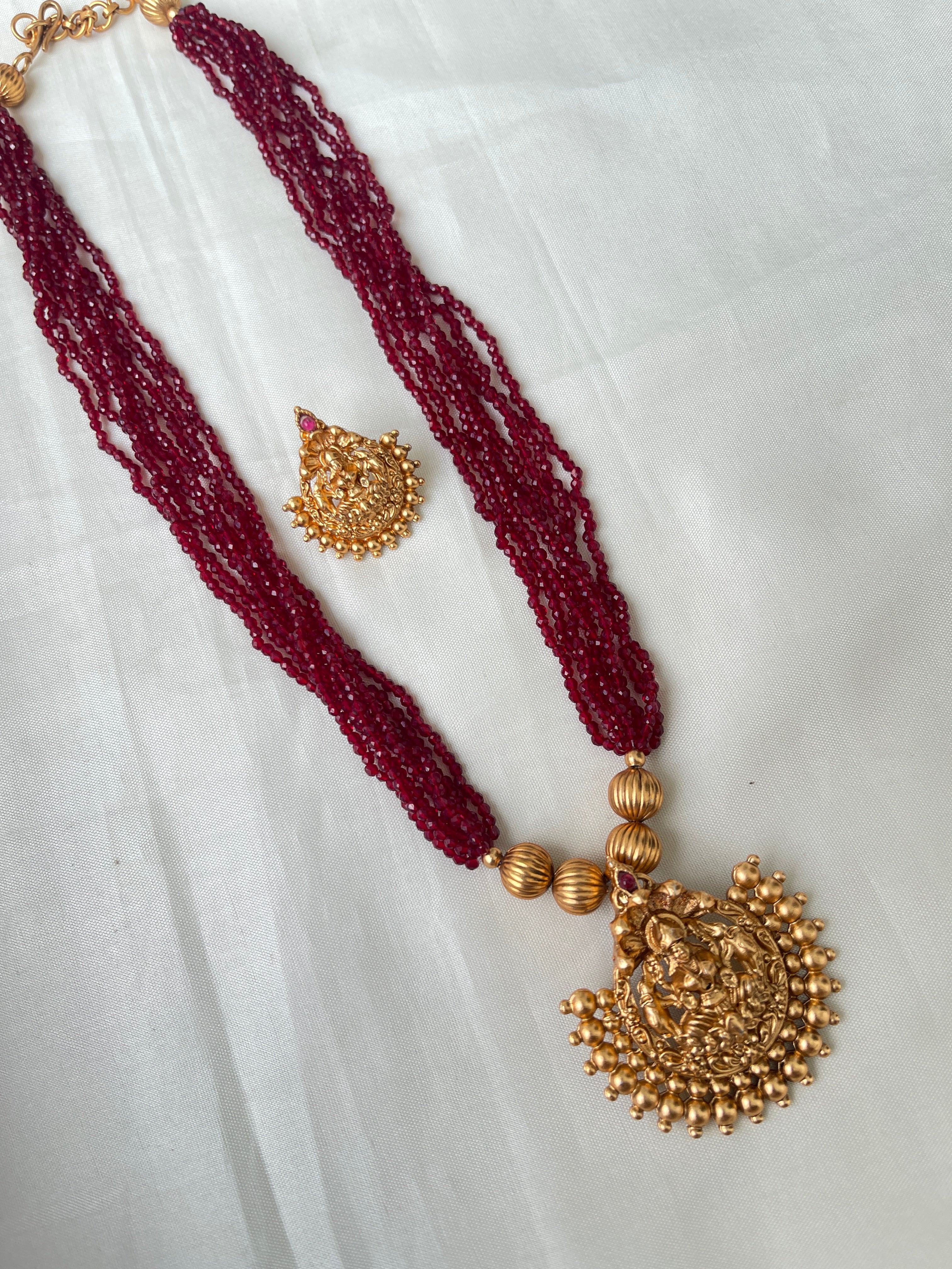 8lines beads chain with pendant and earrings bb500