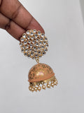 Gold grey Kundan lightweight earrings ER6114