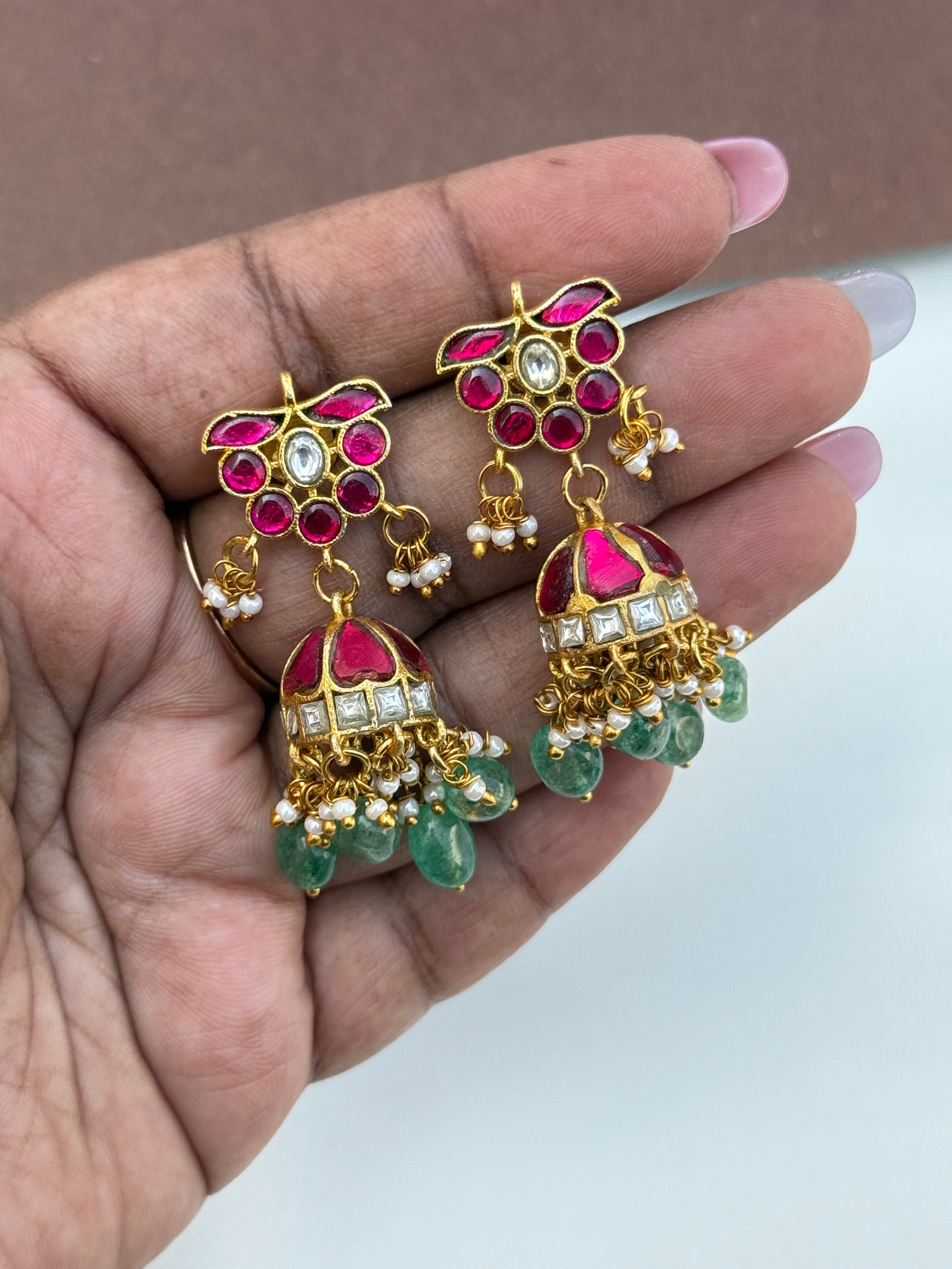 Er156 jadau kundan butta earrings