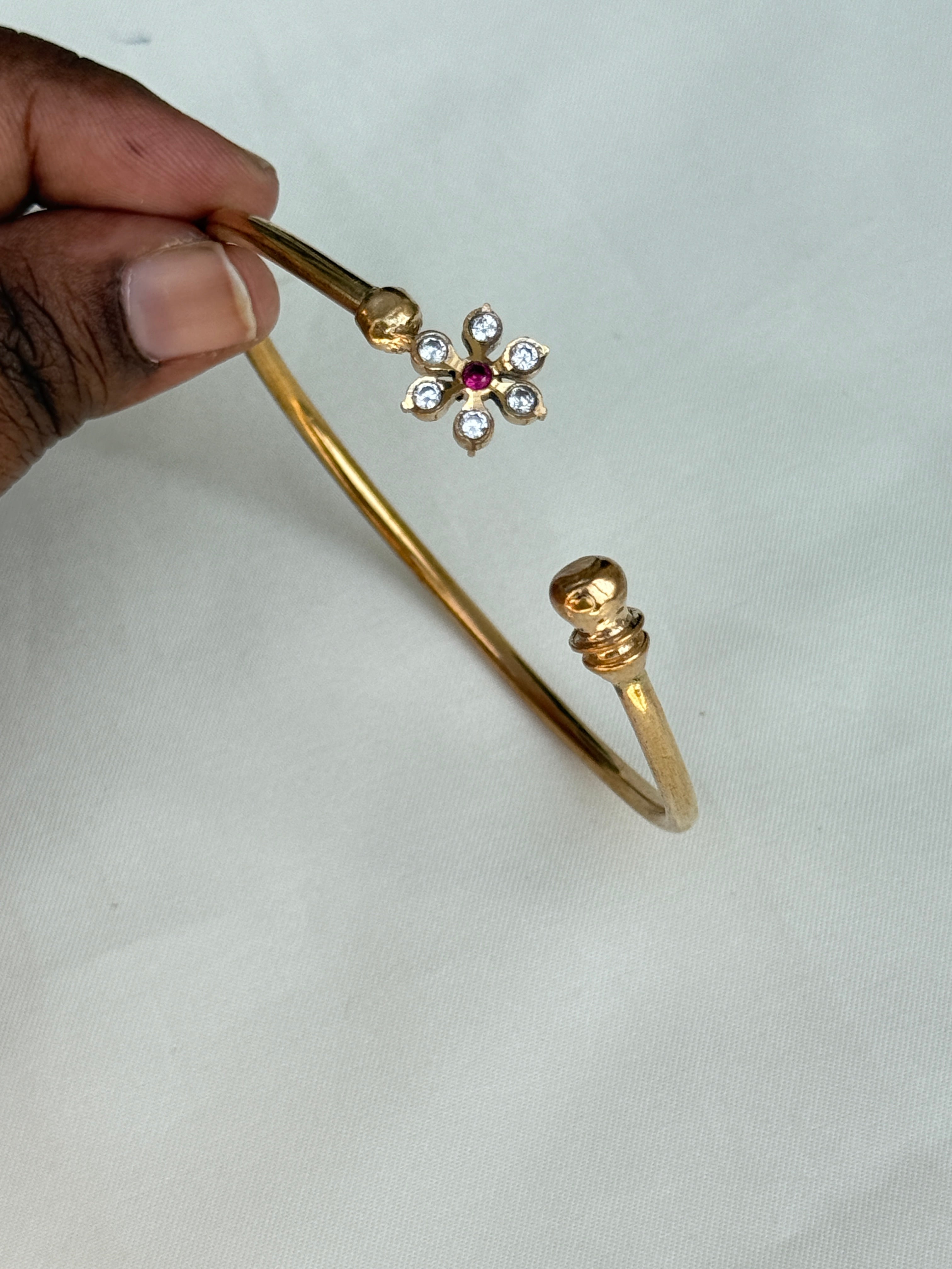 Br533 panchaloham flower kada adjustable bracelet