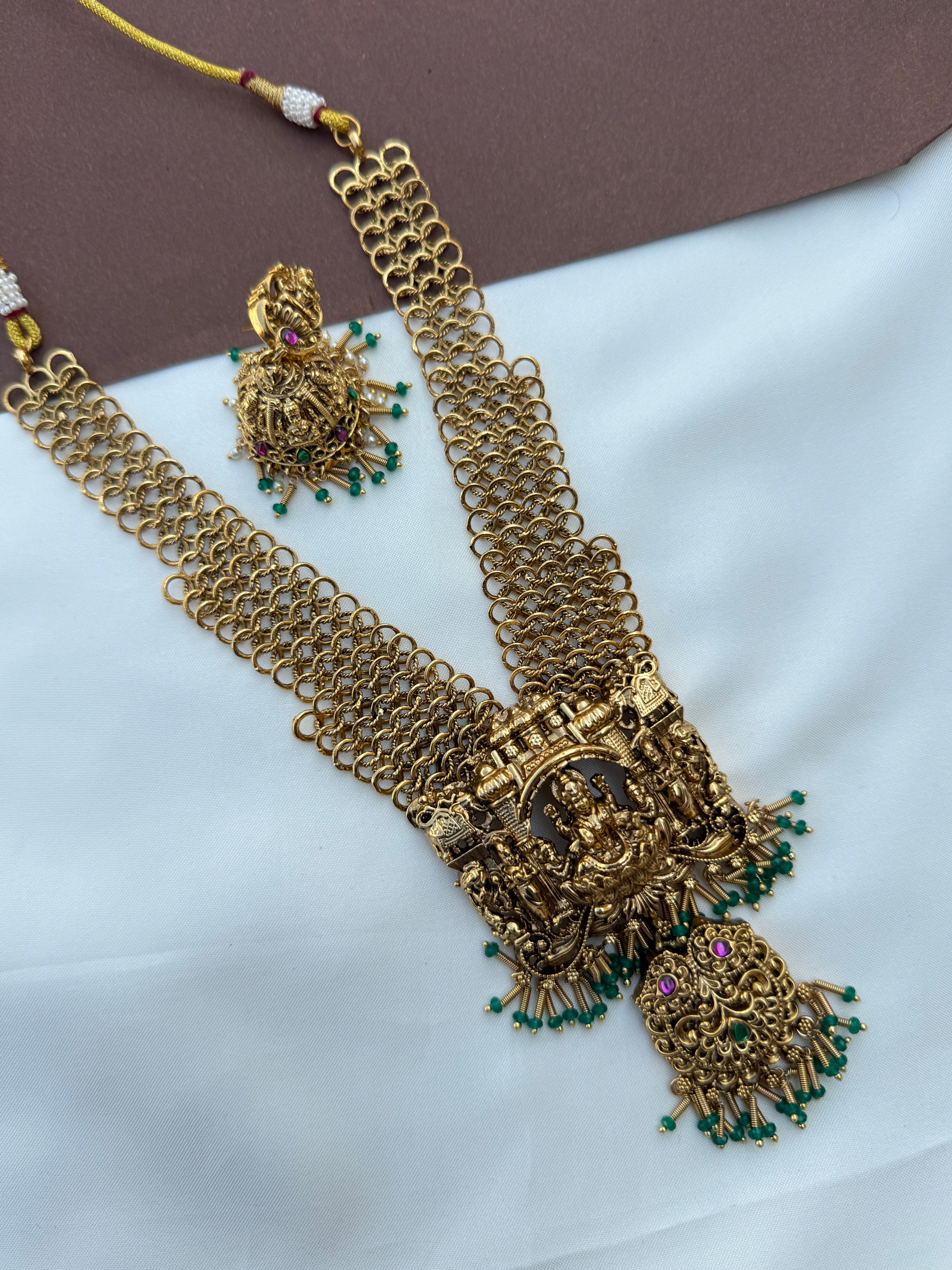 Ns648 nakshi jadau kundan  golden loop chain neckset
