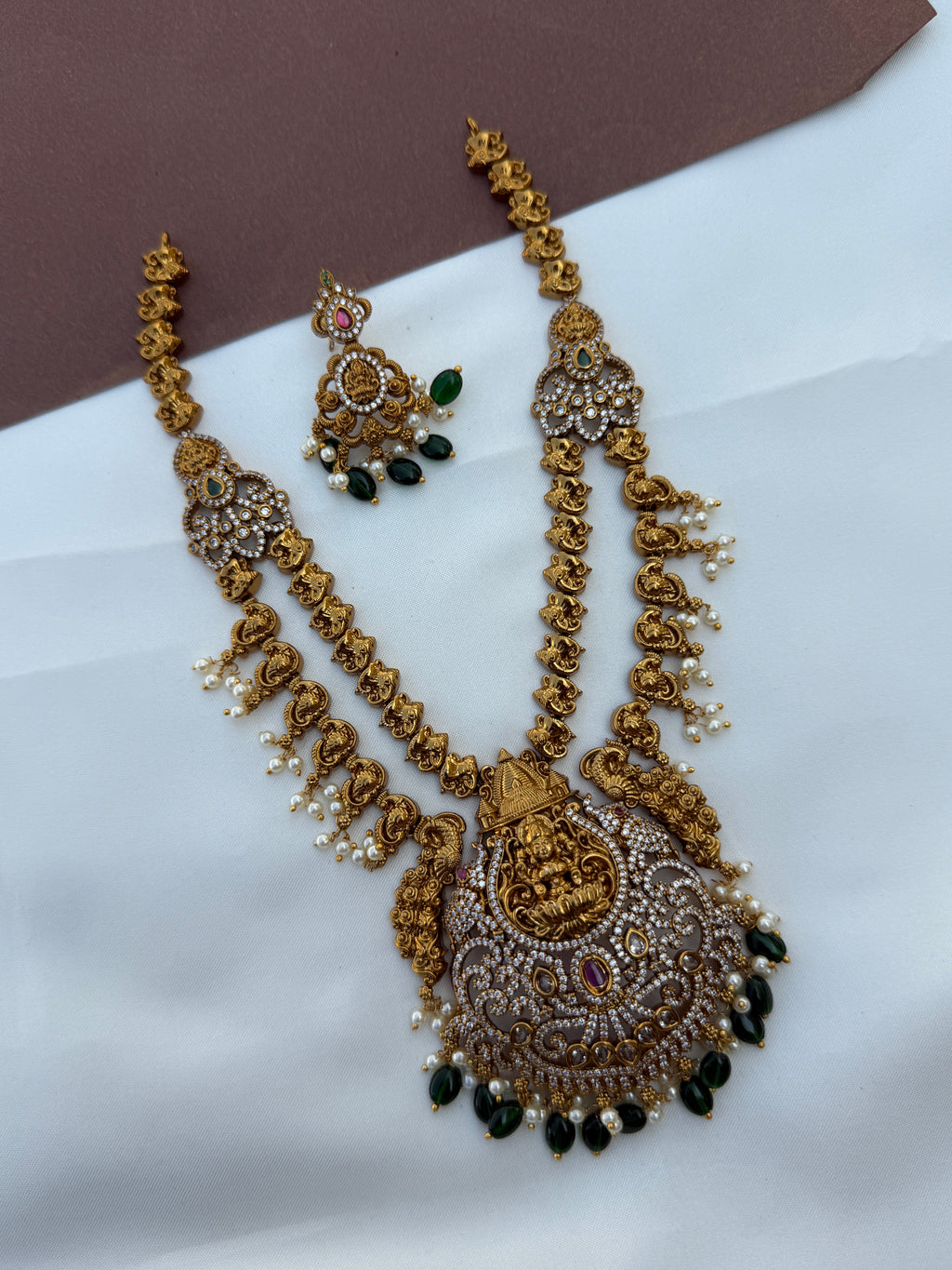 Ns585 2 layers Lakshmi devi cz neckset