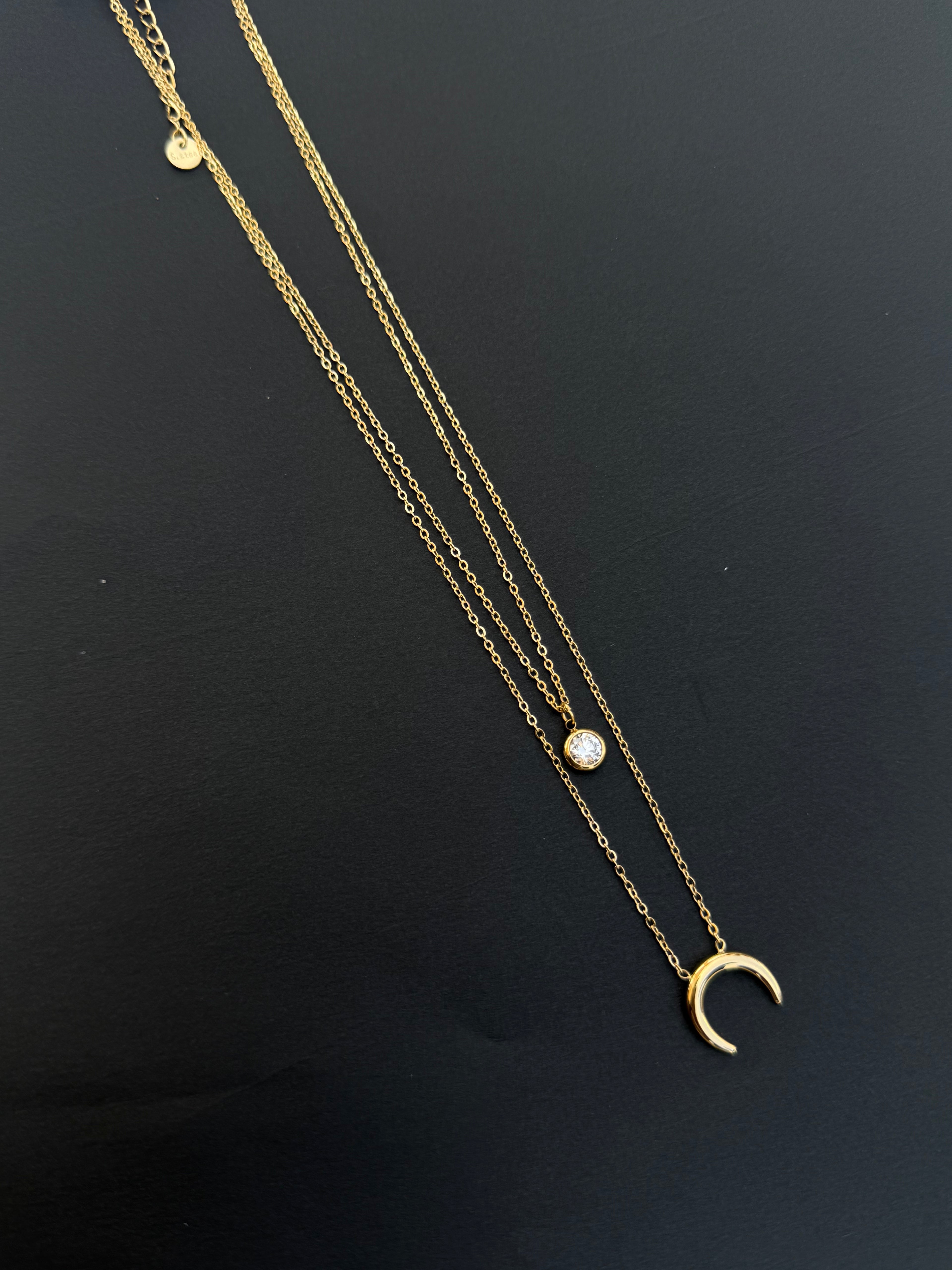 Dc005 2 layers half moon anti tarnish chain