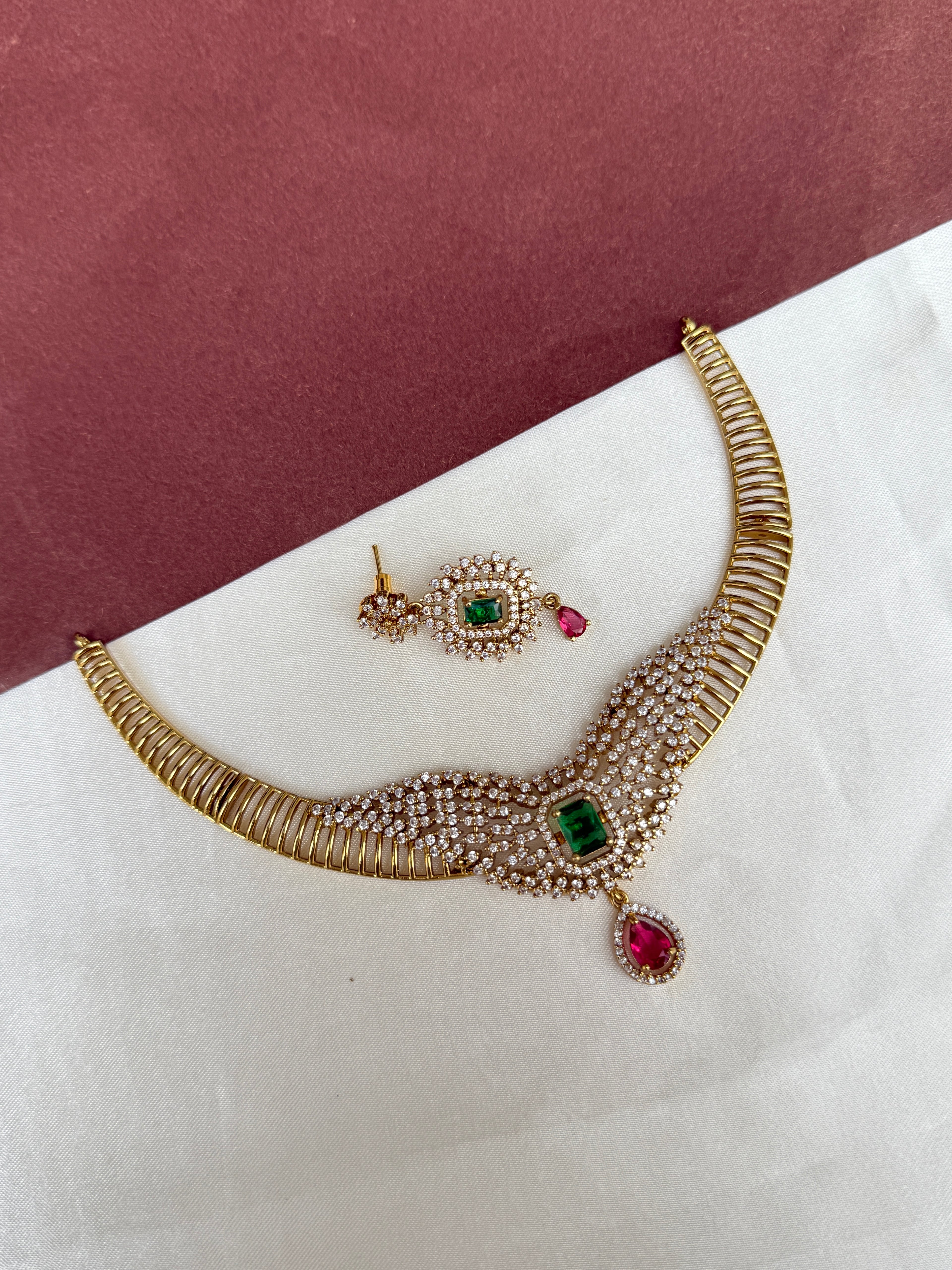 Ns346 multi zircon Kante with earrings