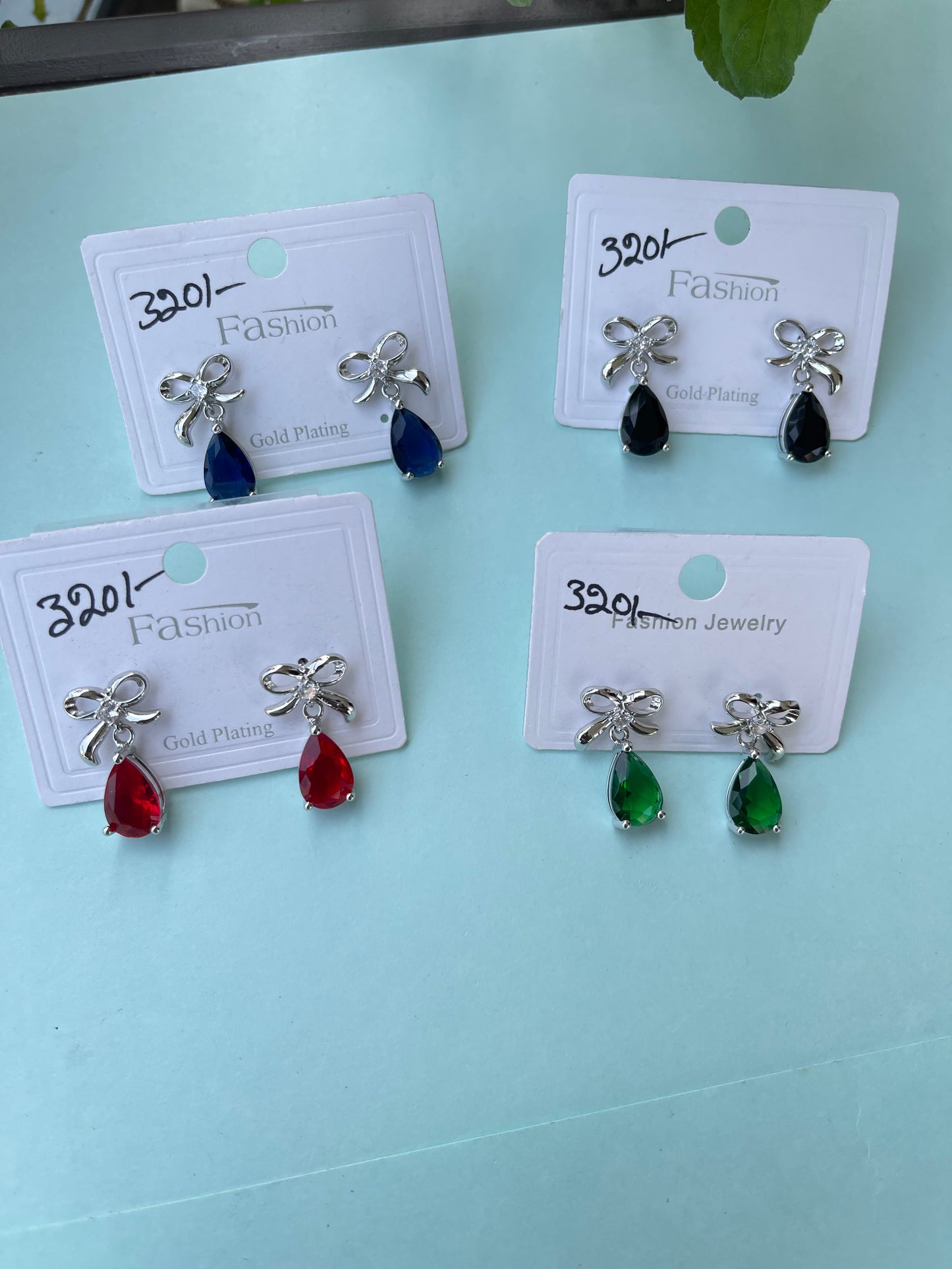 Silver Bow stone pearl hanging in 4 colors