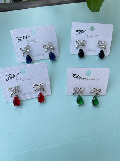 Silver Bow stone pearl hanging in 4 colors