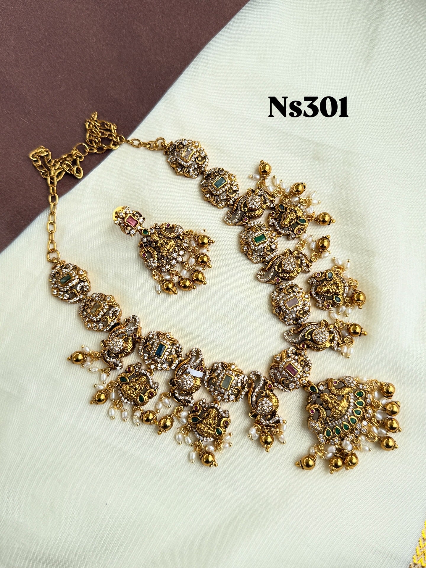 Ns301 cz Lakshmi Devi neckset