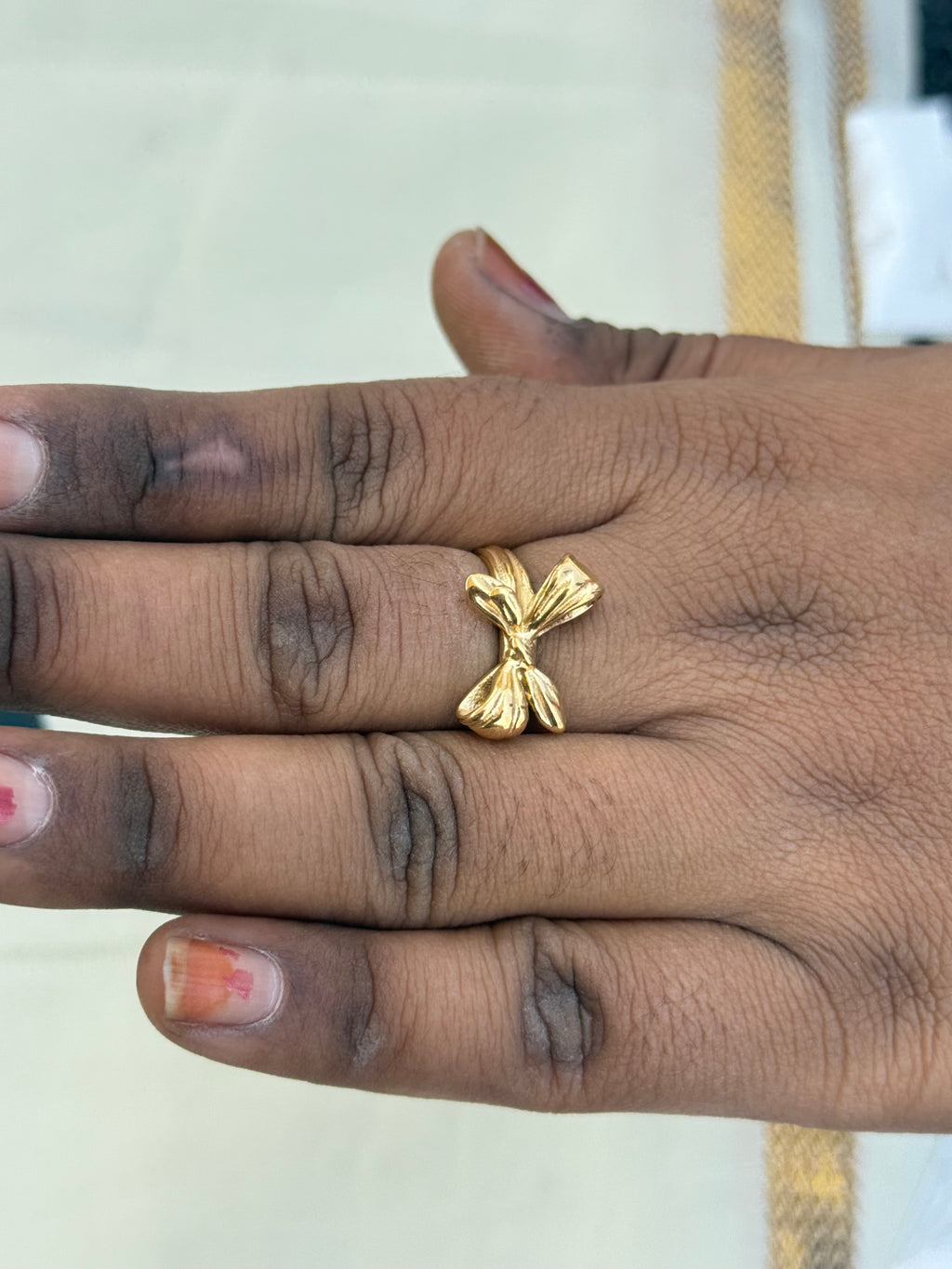 Rg003 stainless steel bow finger ring