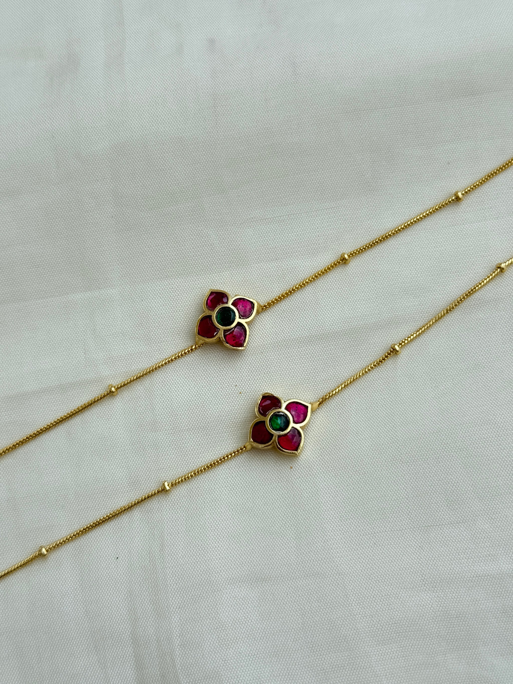 Ak100 jadau Kundan flower anklets