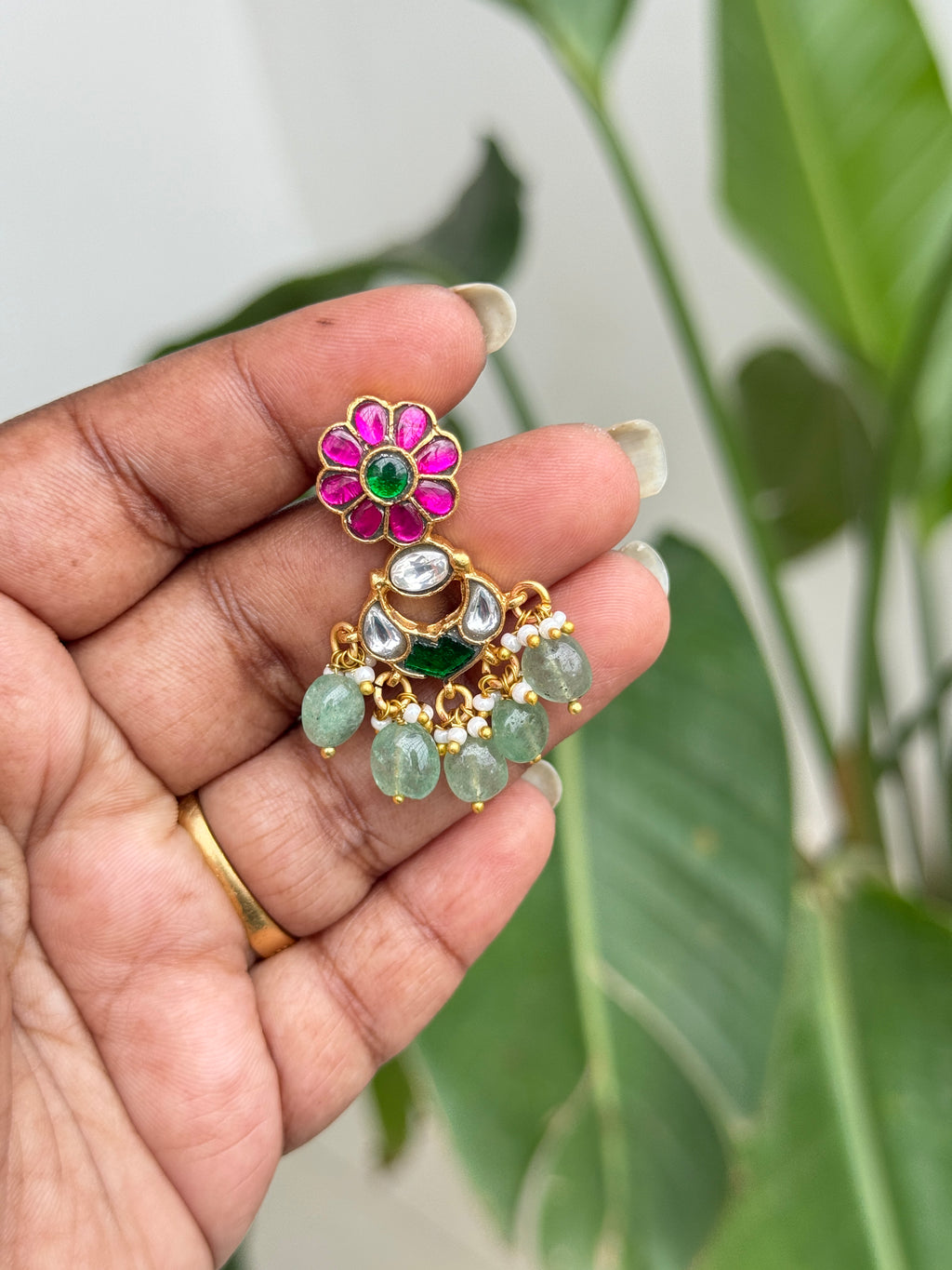 Er116 small chandbali jadau Kundan earrings