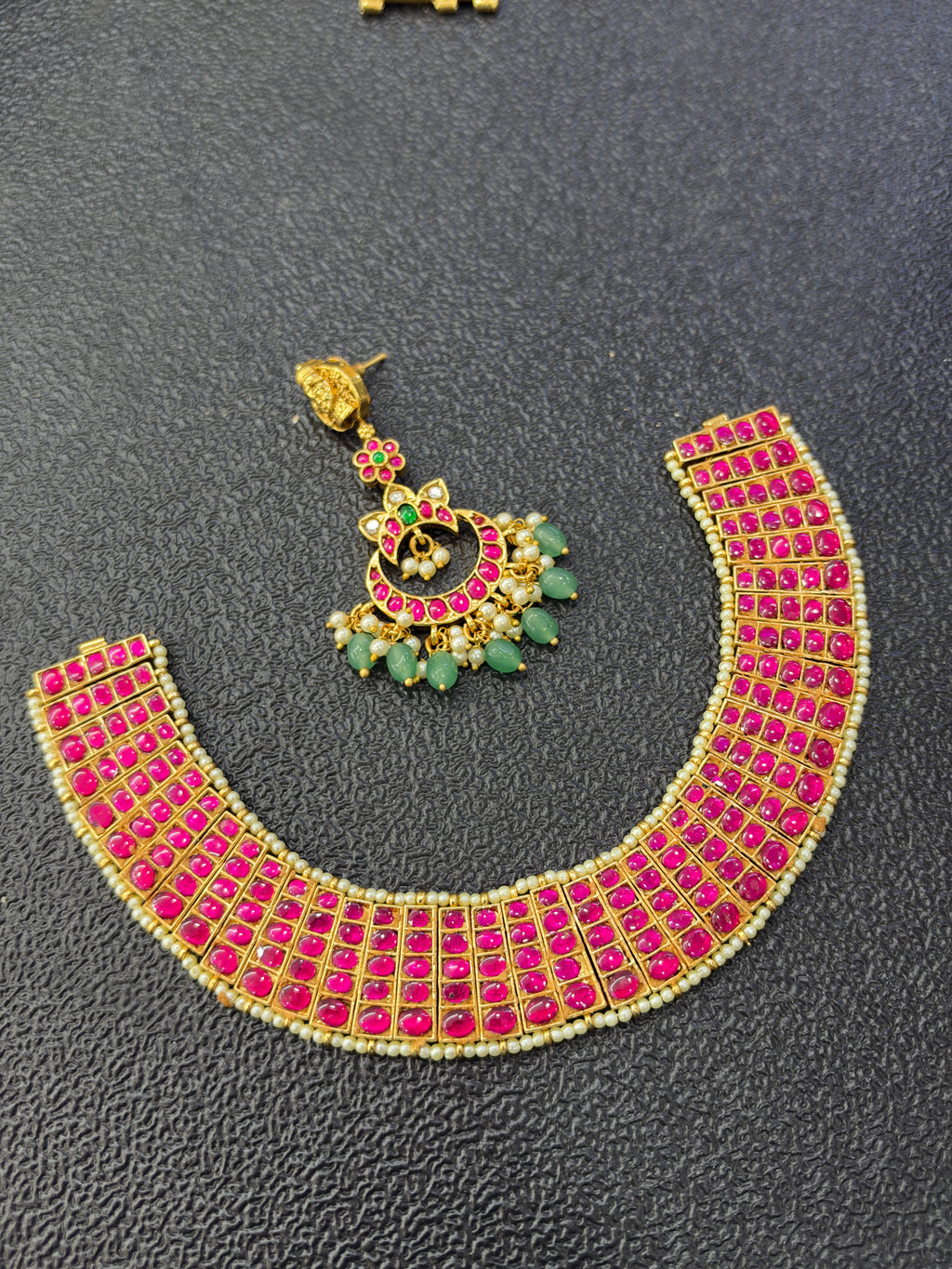 Ns4001 jadau kundan gold replica heavy neckset can be used in 19 ways