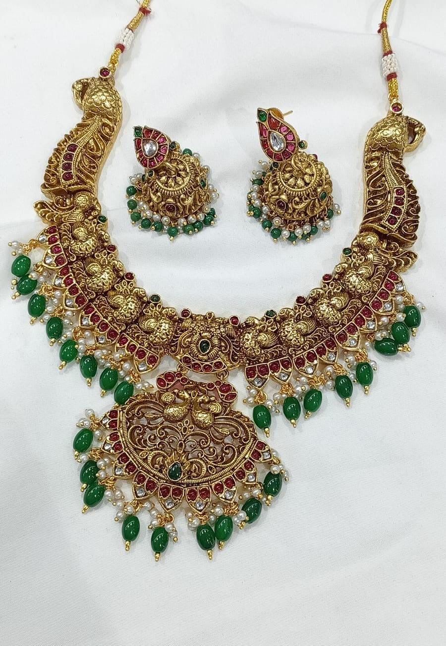 Heavy nakshi Kemp neckset with butta earrings ns2010