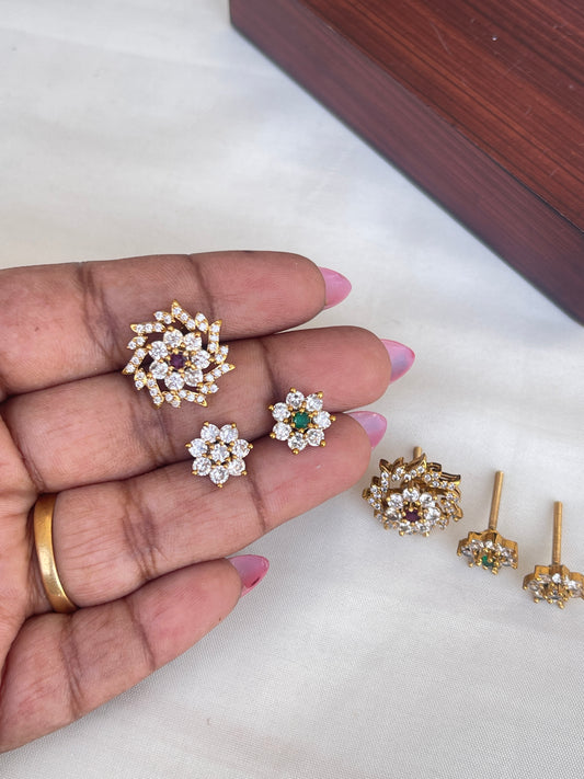 Changeable studs can use in 4 ways suits for both mom and daughter.. can use small studs without chakra