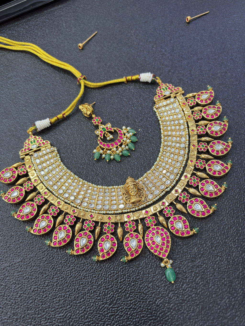 Ns4001 jadau kundan gold replica heavy neckset can be used in 19 ways