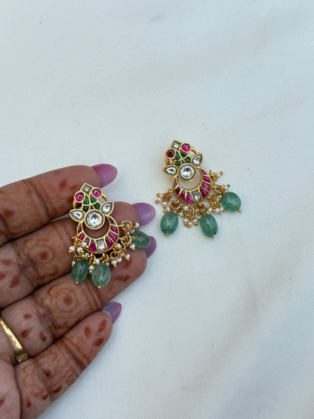Er228 jadau kundan small chandbhali Earrings