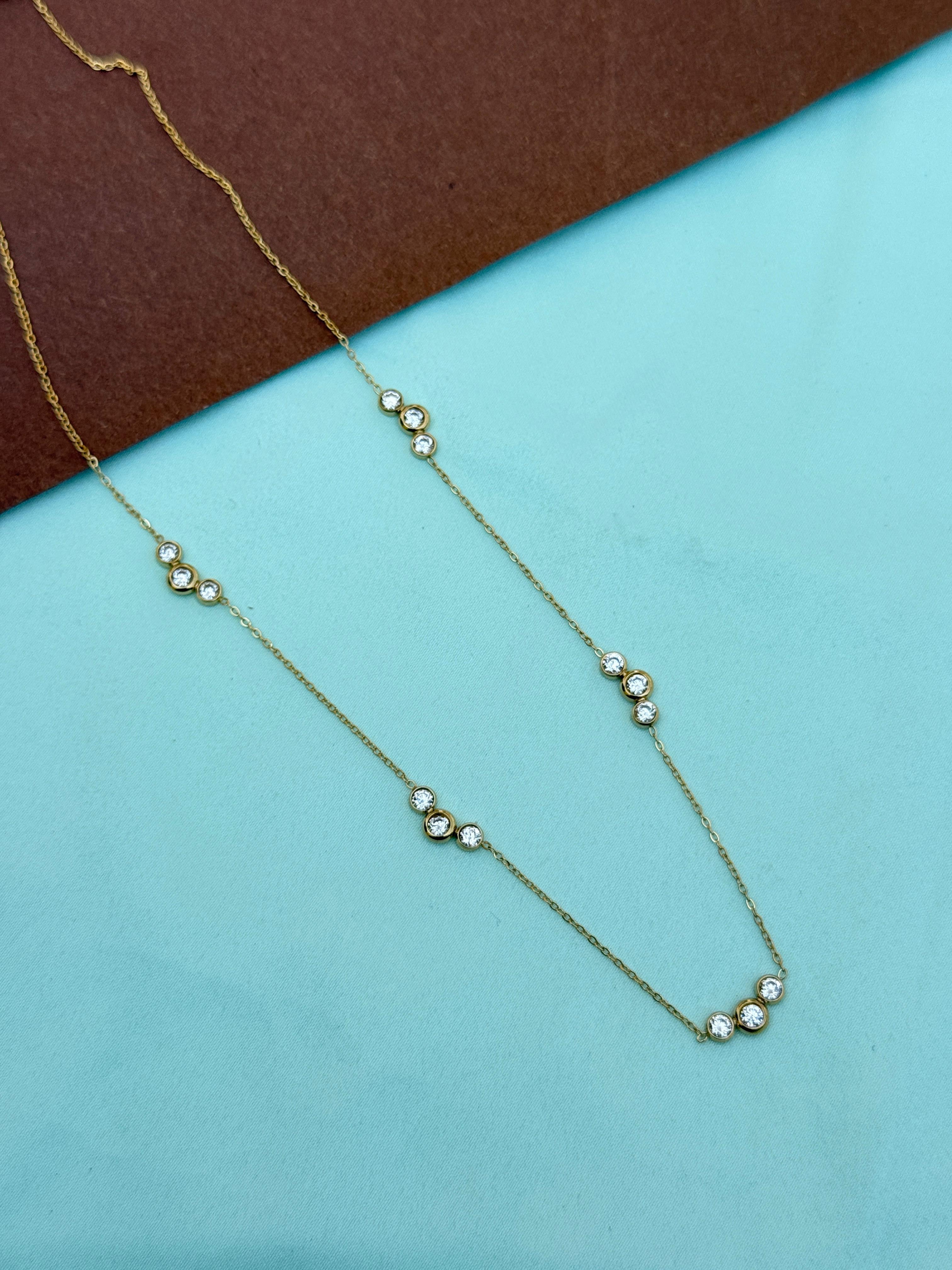 Dc068 anti tarnish single line stones 18inches adjustable daliy wear chain