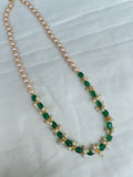 Green beads single line pearl short chain