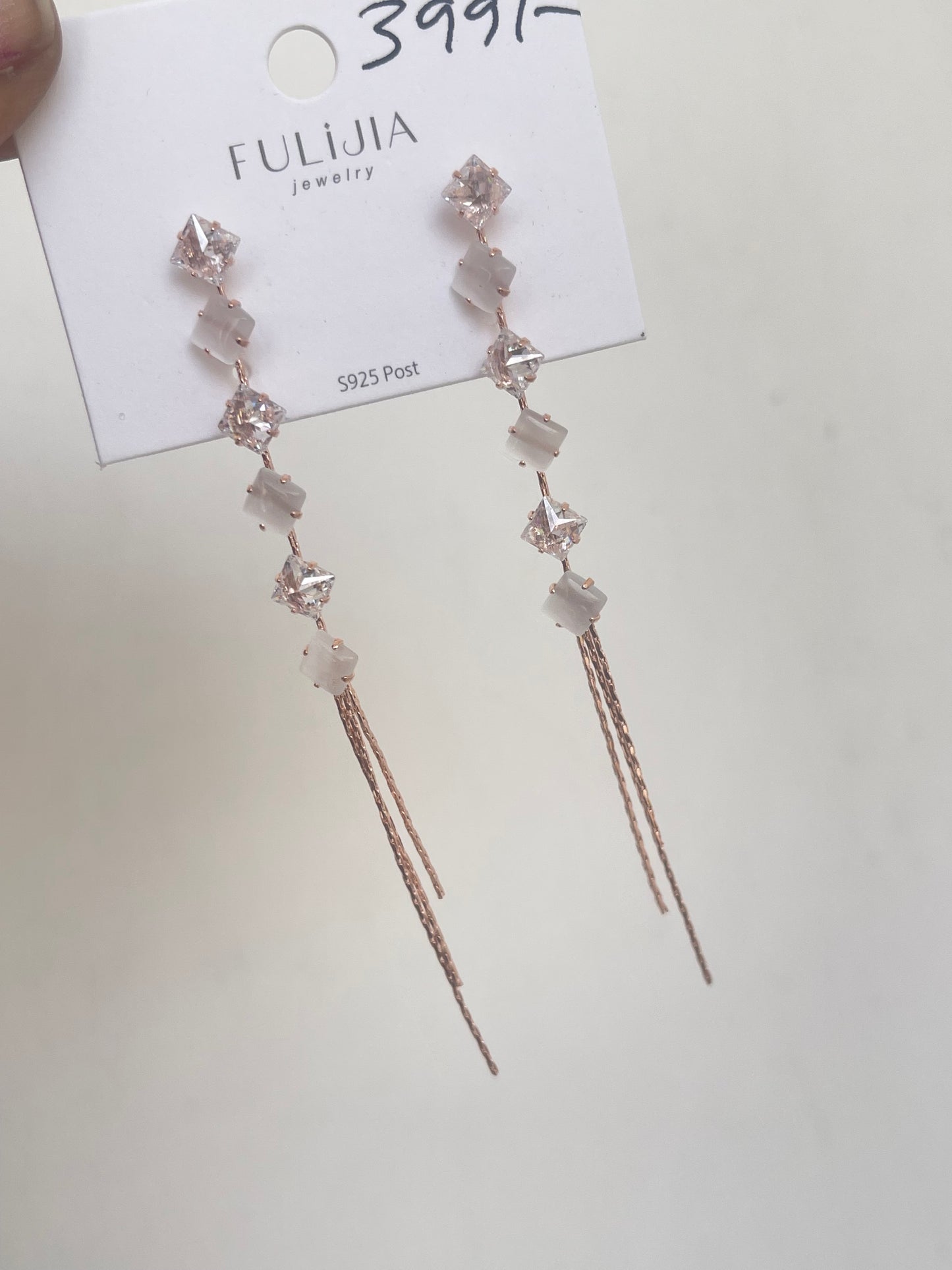 Square tassel lightweight rose gold earrings