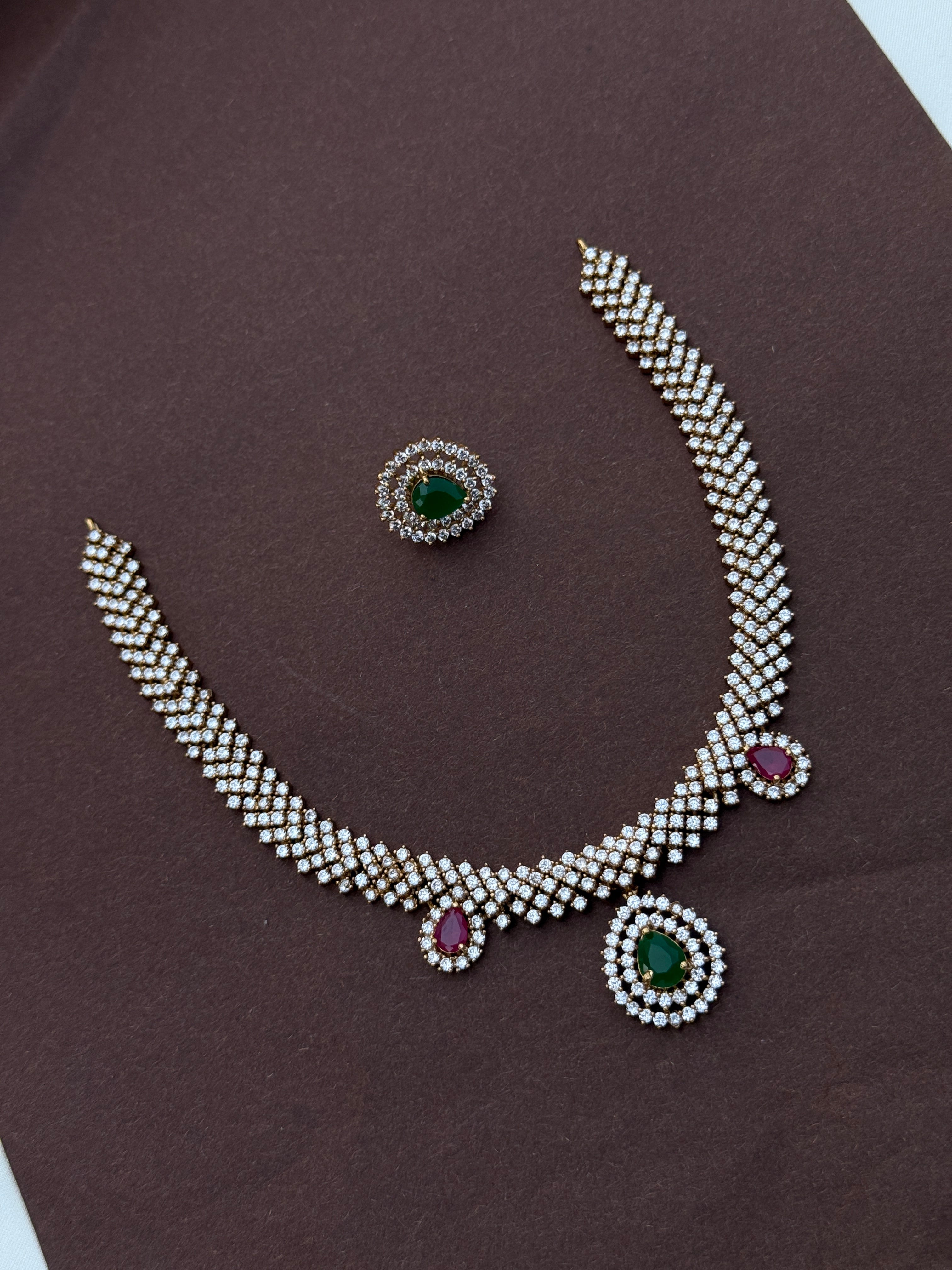 Ns591 cz stone multi short neckset