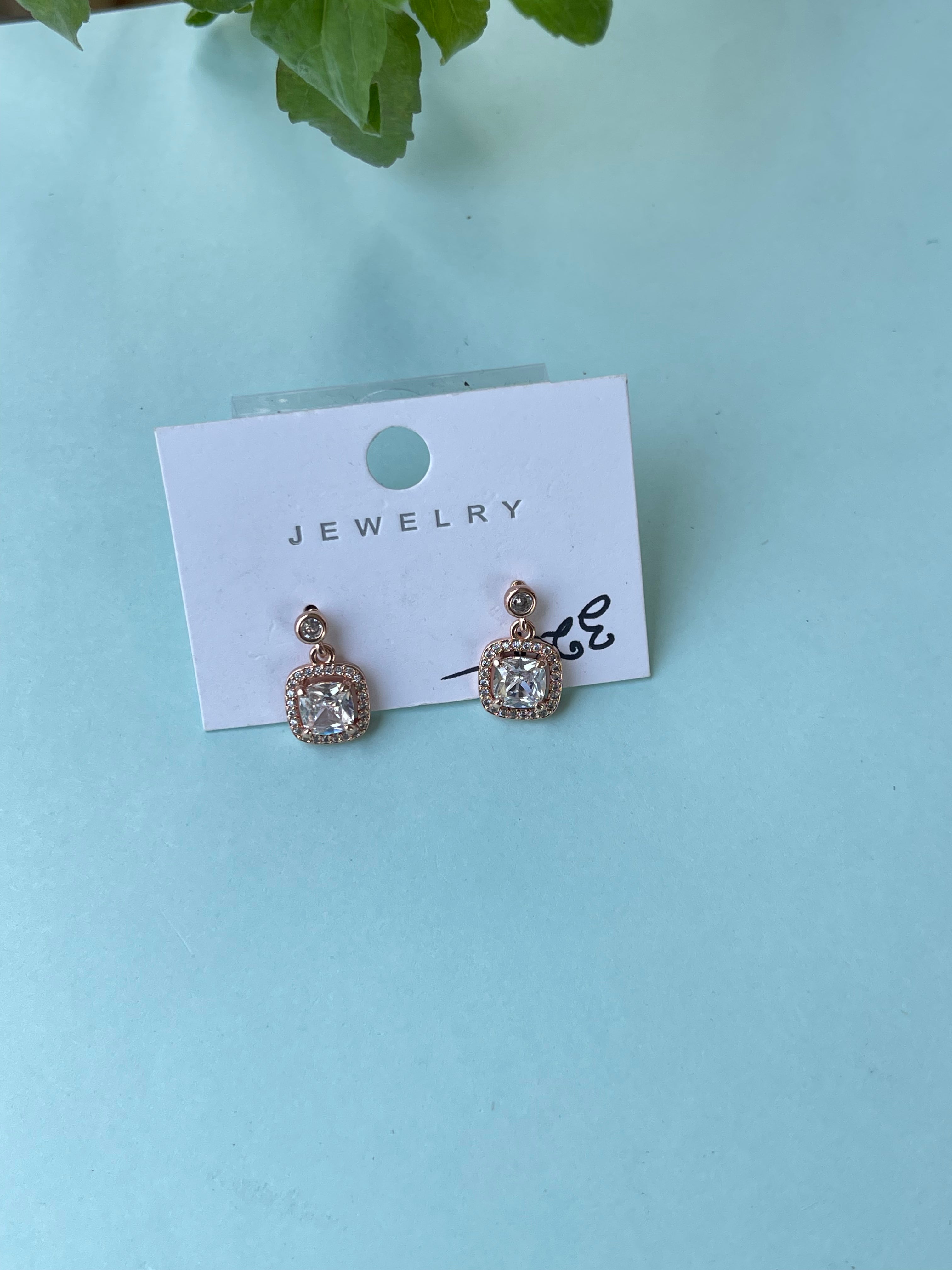 Small diamond finish studs hanging earrings