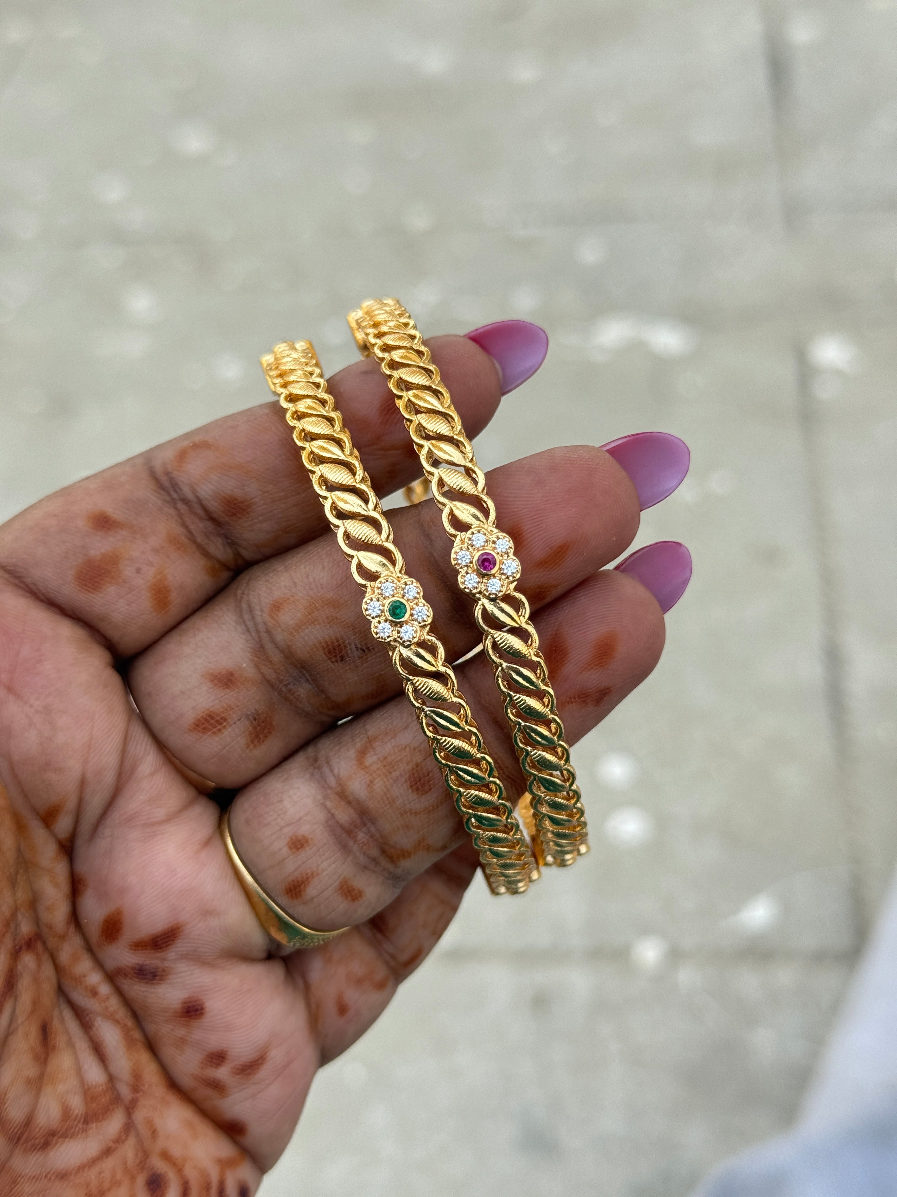 Sb618 micro gold flower bangles