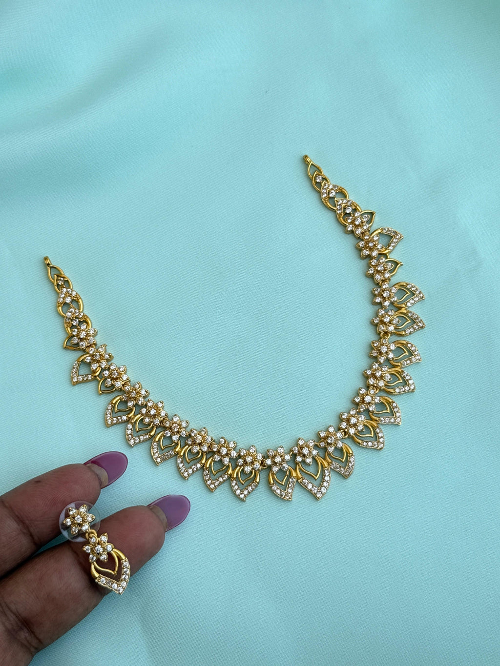 Ns822 flowers and mangoes digen small necklace with earrings