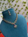 Ns871 cz flower stones short neckset with earrings