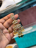 Er901 mossanit butta pearl with green beads earrings