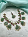Ns960 unique multi short neckset with flower earrings