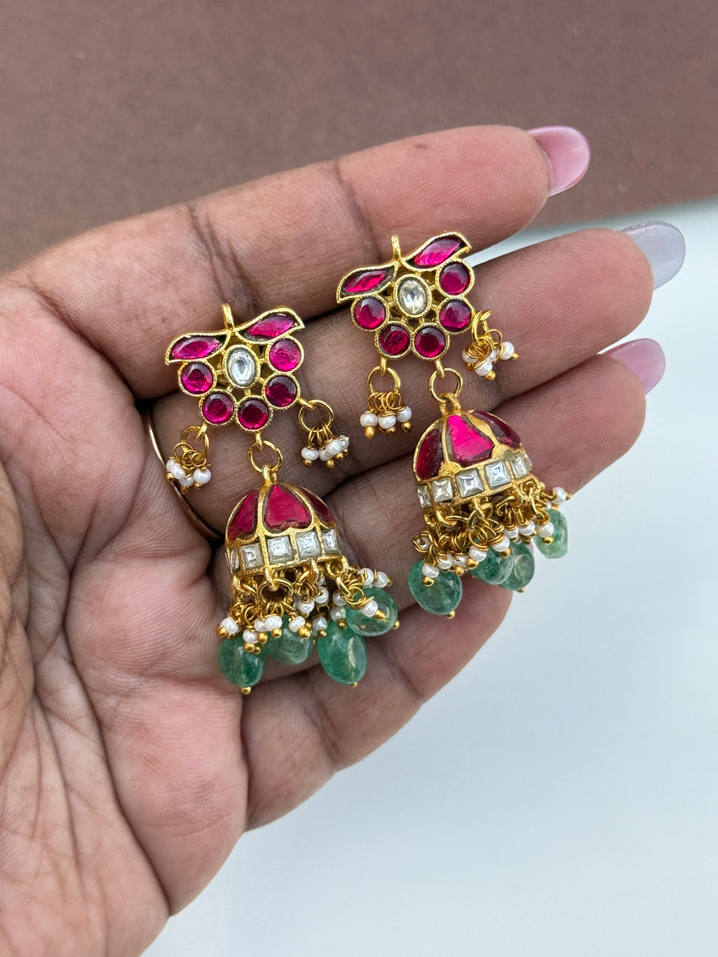 Er156 jadau kundan butta earrings