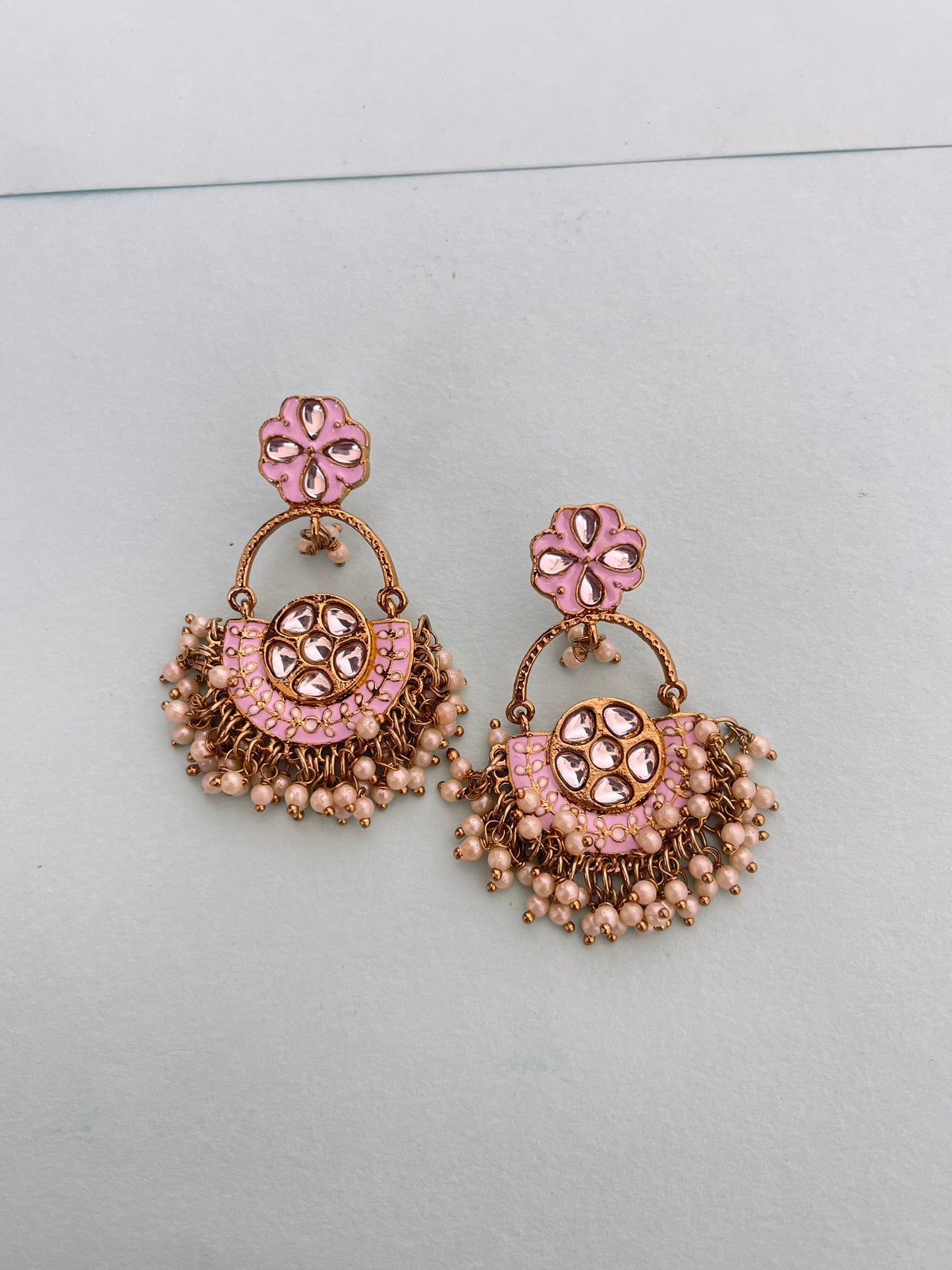 Small size light purple chandbali earrings