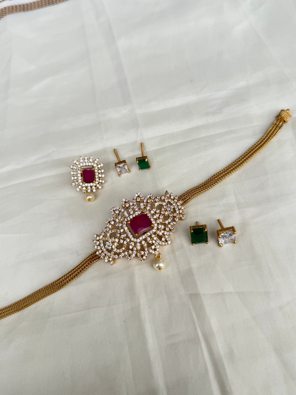 Diamond finish Changeable choker ch004