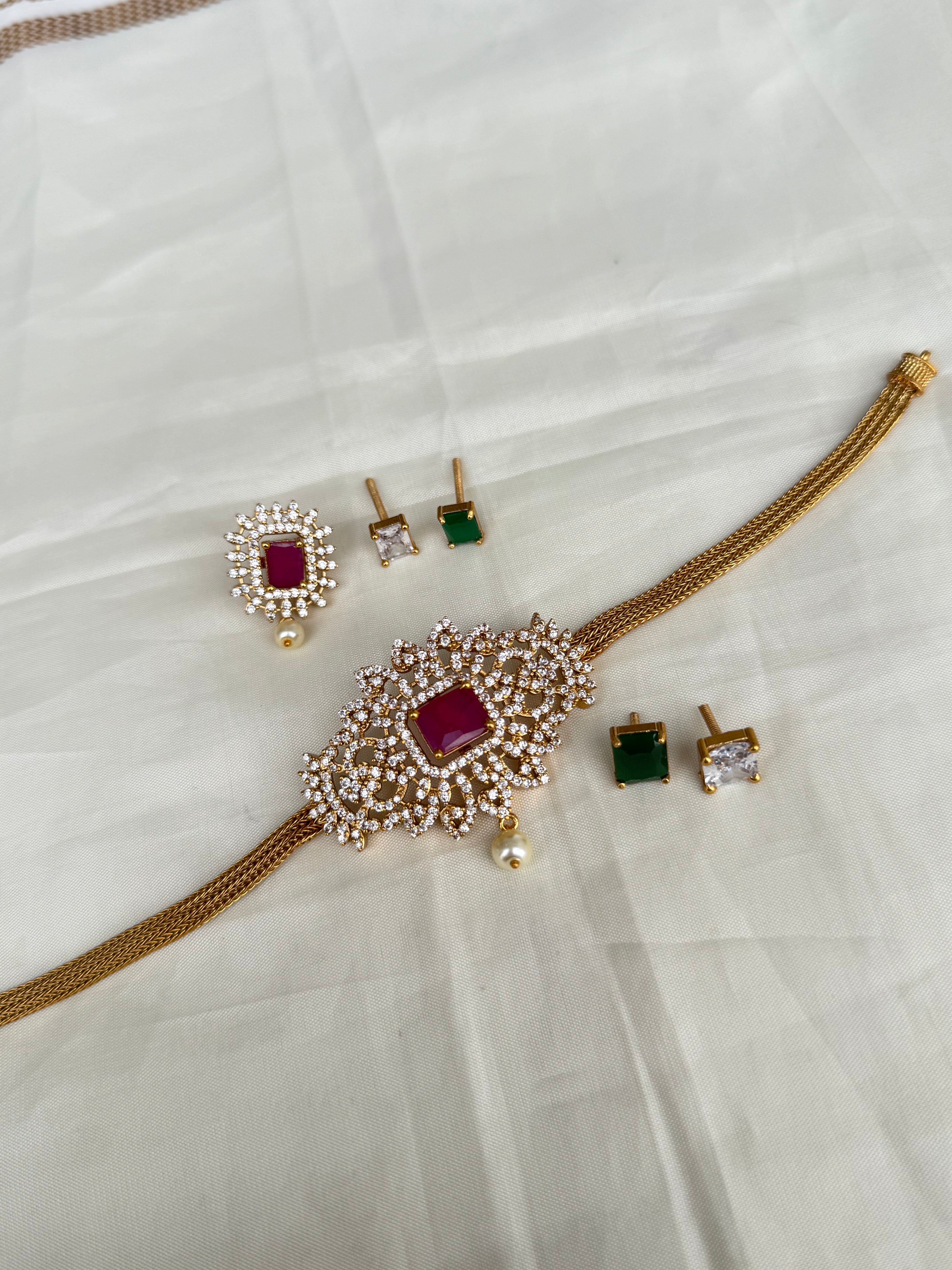 Diamond finish Changeable choker ch004