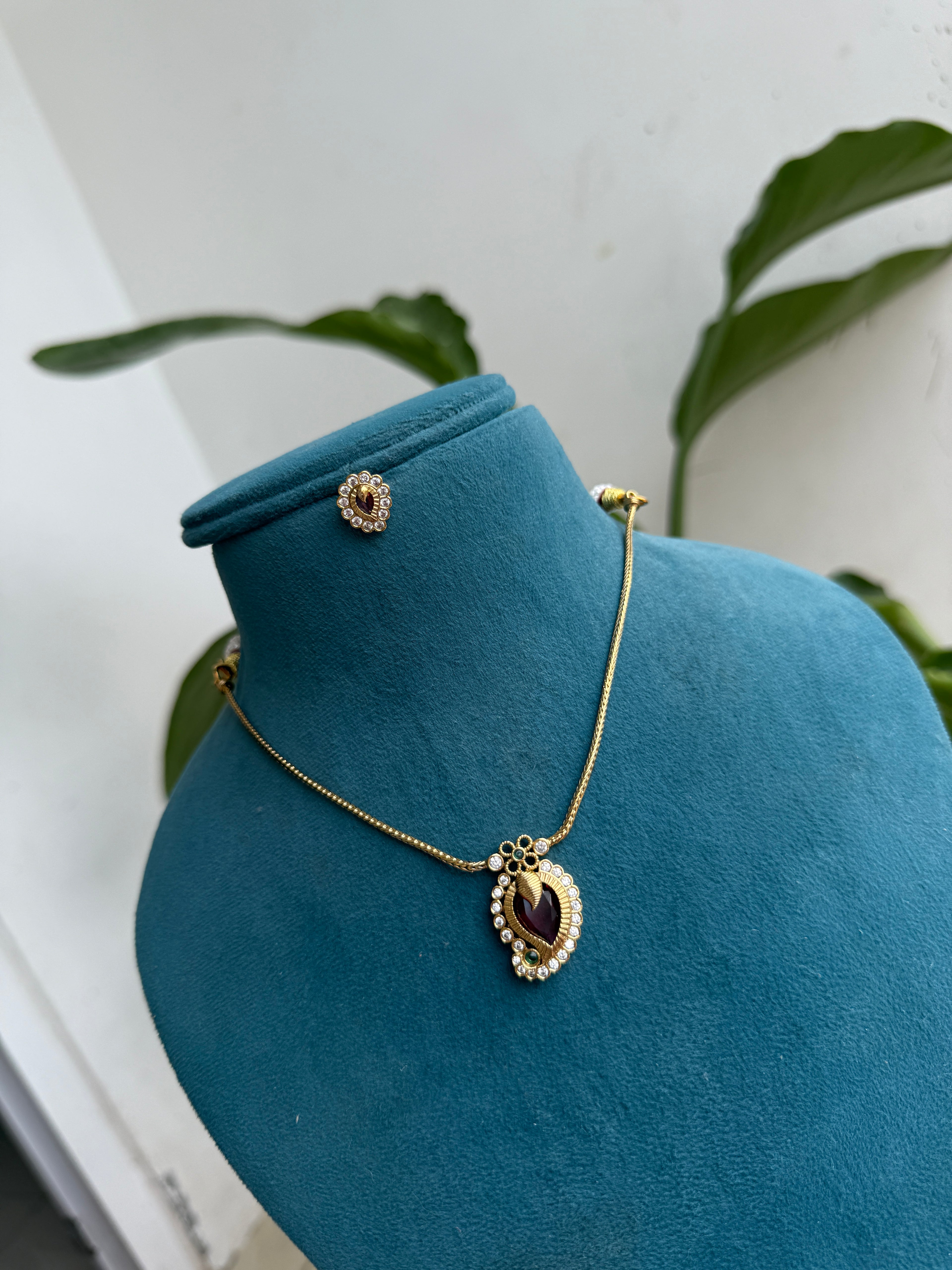 Ns461 mango simple pendant neckset with studs