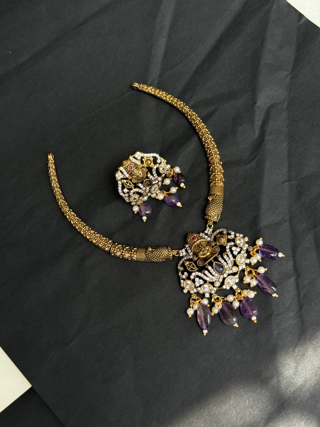 NS427 Lord Venkateshwara Kante Neckset with earrings