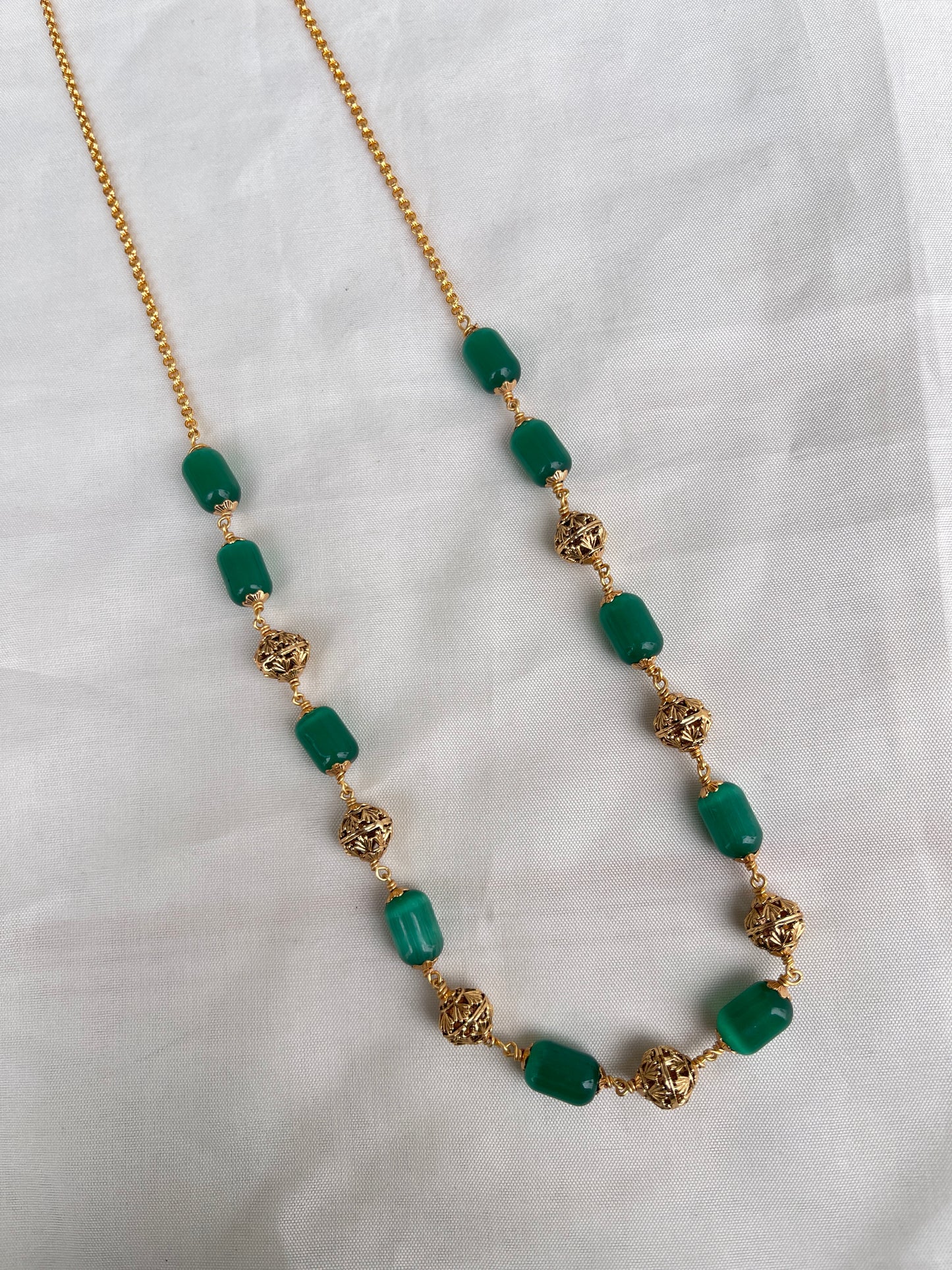 18inches Green beads with antique ball