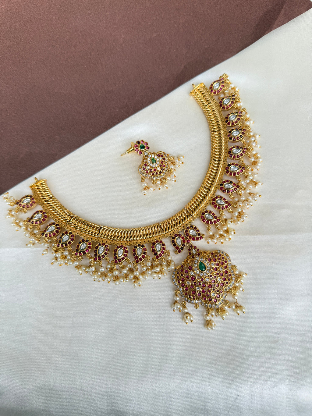 Ns397 Kemp mango jalebi neckset