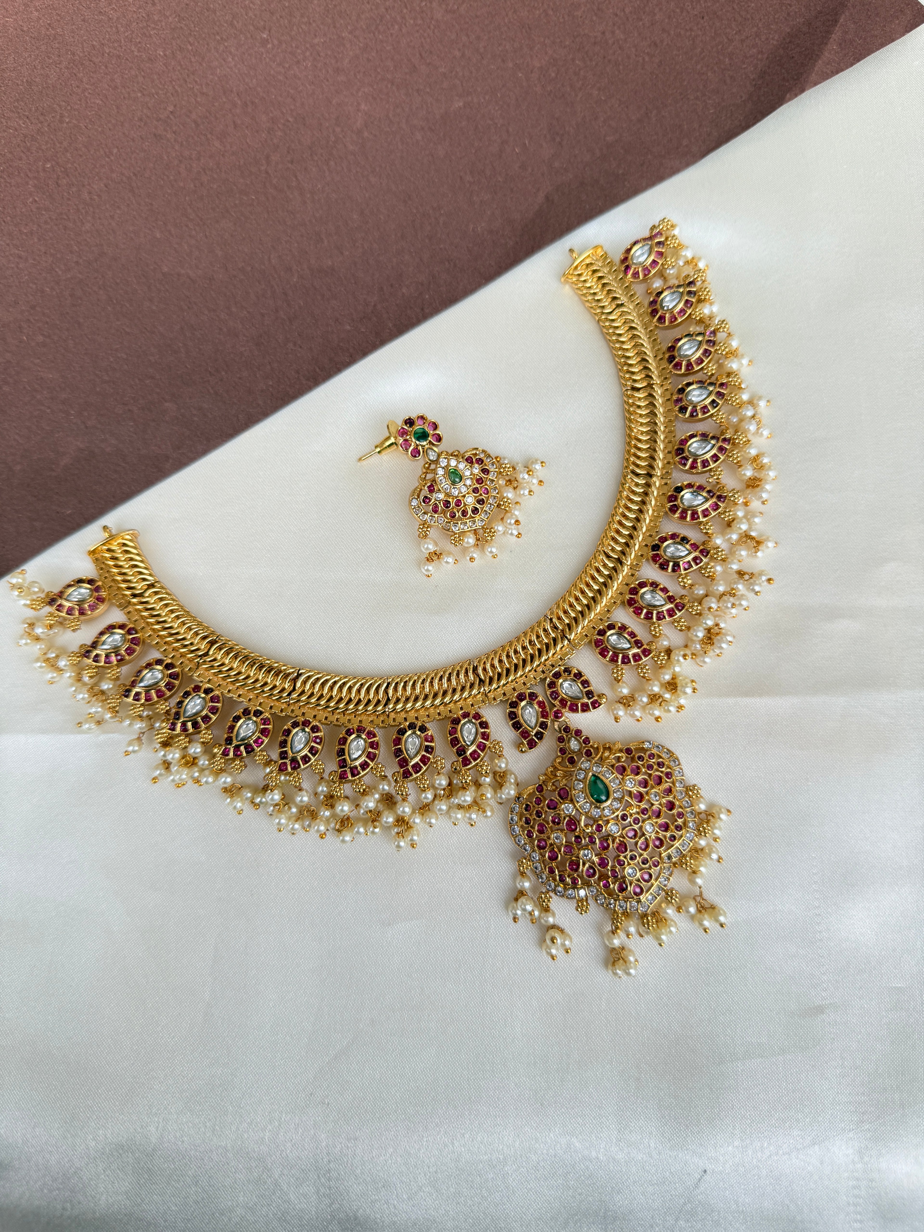 Ns397 Kemp mango jalebi neckset