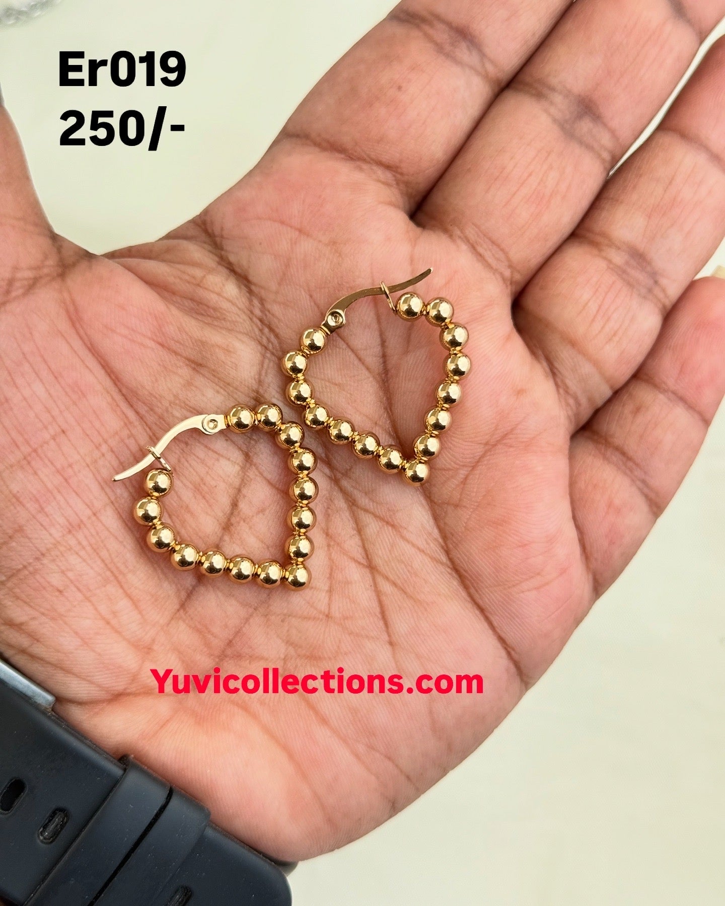 Er019 anti-tarnish heart hoops