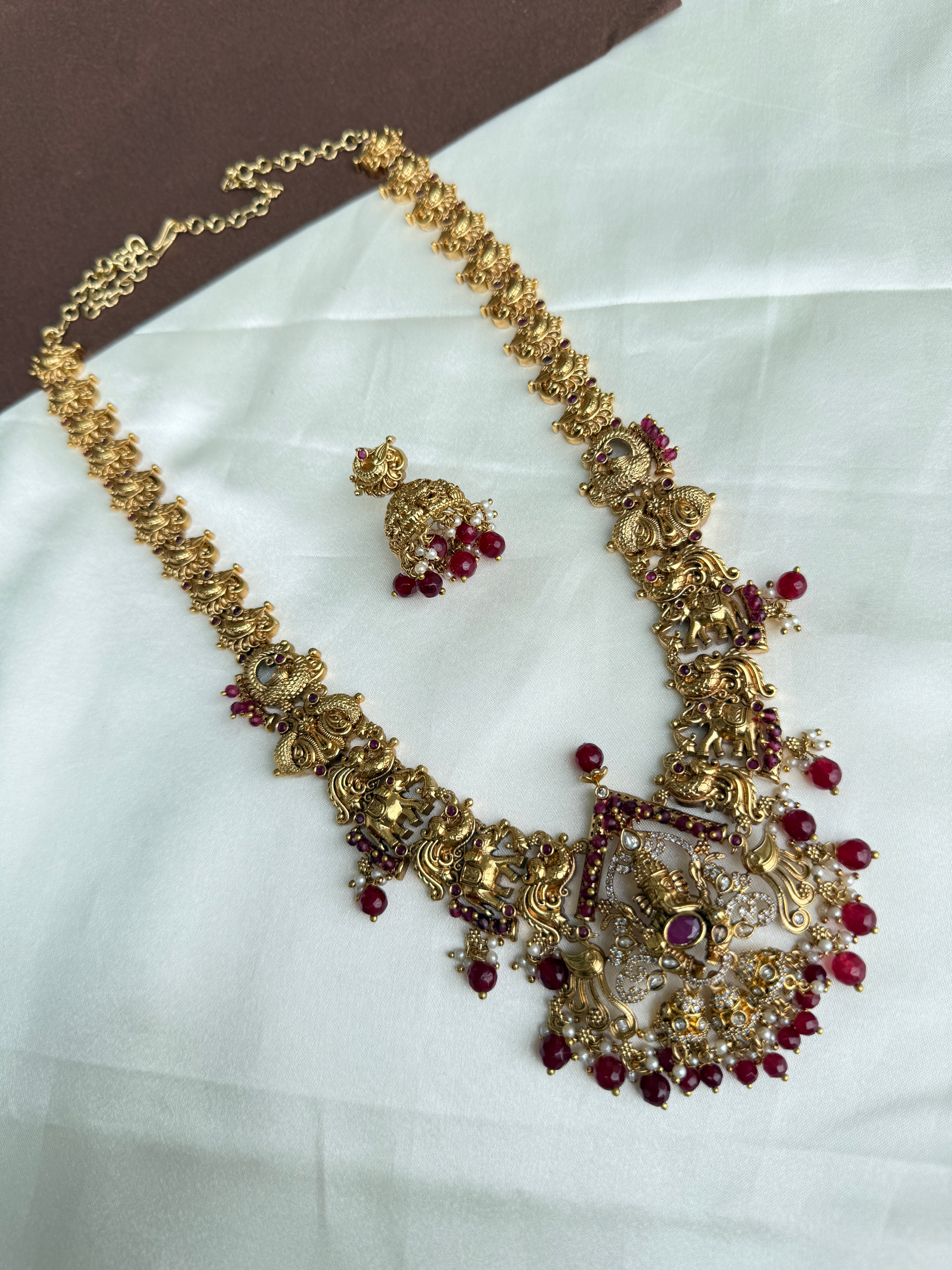 Lh2028 lord Ganesha Ruby long haram